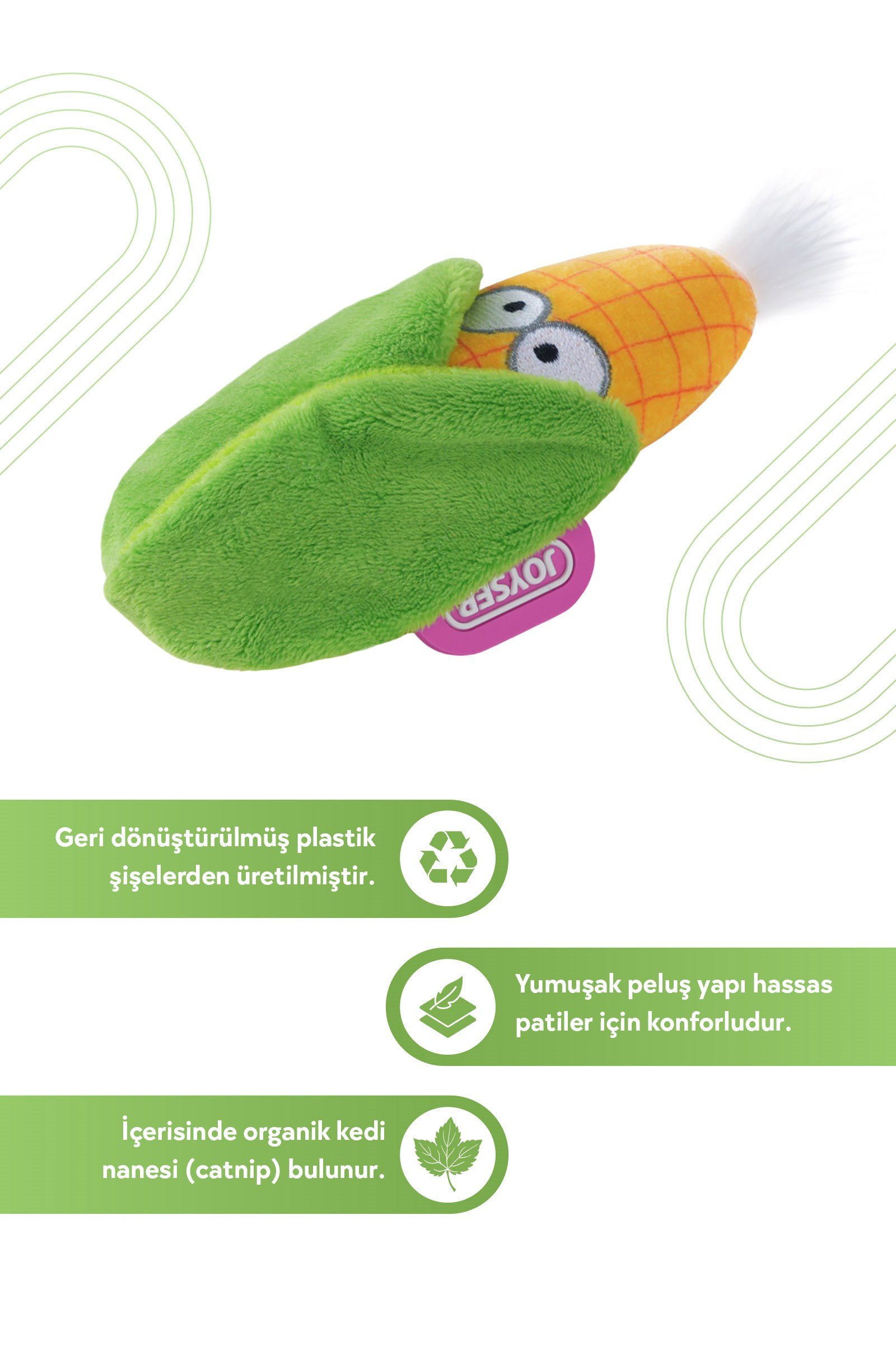 JOYSER ECO Mısır Kedi Oyuncağı Sarı/Yeşil 10 cm