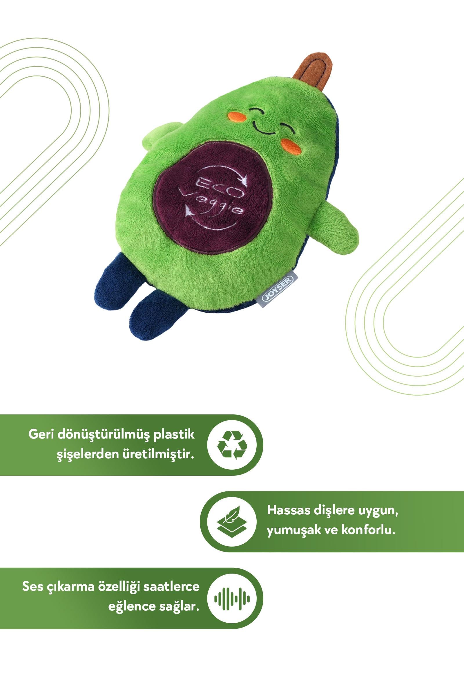 JOYSER ECO Veggie Avokado, Ödül Mamaları için Cepli Köpek Oyuncağı 15 cm