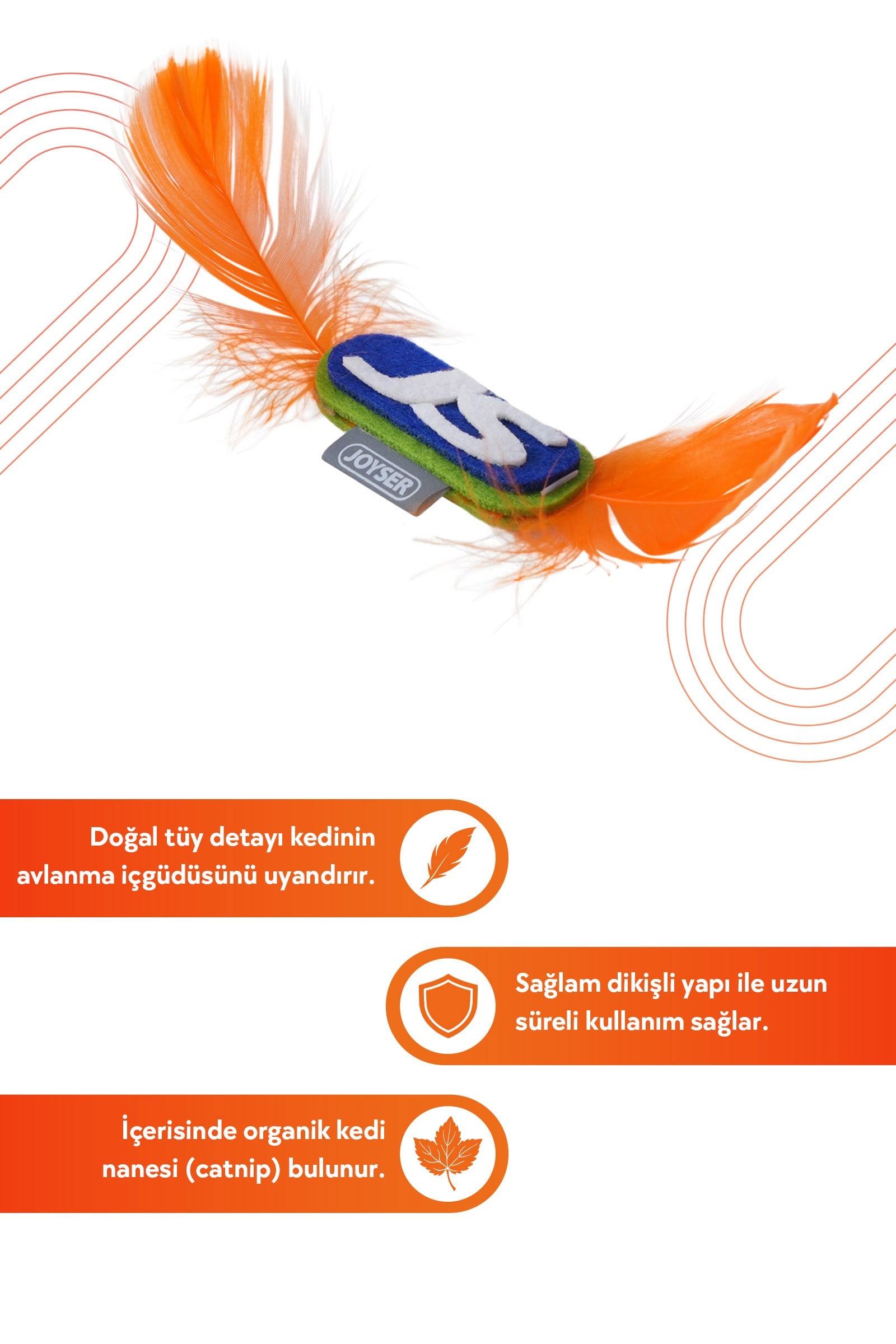 JOYSER JS Logo Kedi Oyuncağı Lacivert/Turuncu 11 cm