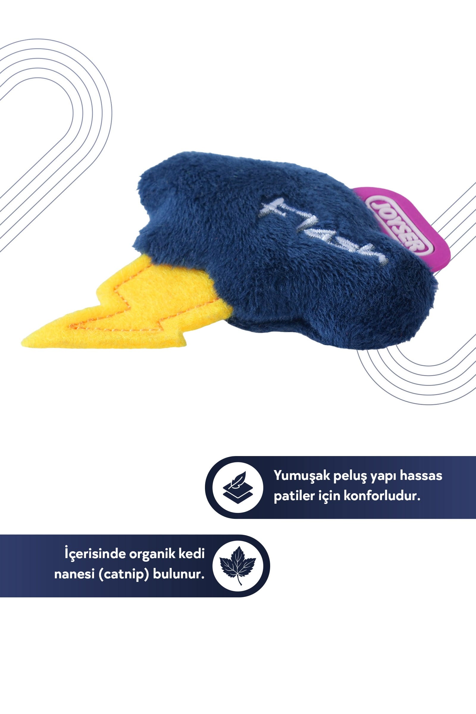 JOYSER Kedi Otlu Yıldırım Şeklinde Peluş Kedi Oyuncağı 7.6 cm