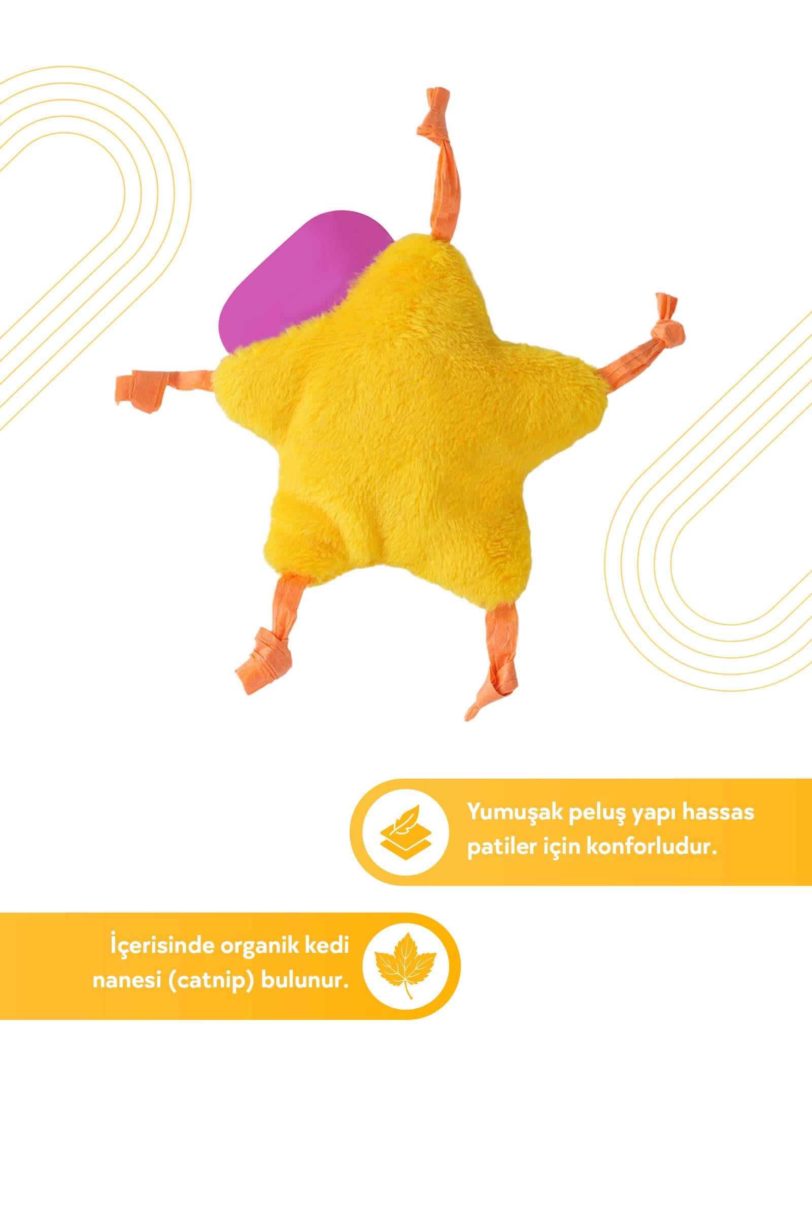 JOYSER Kedi Otlu Yıldız Şeklinde Peluş Kedi Oyuncağı 7.6 cm