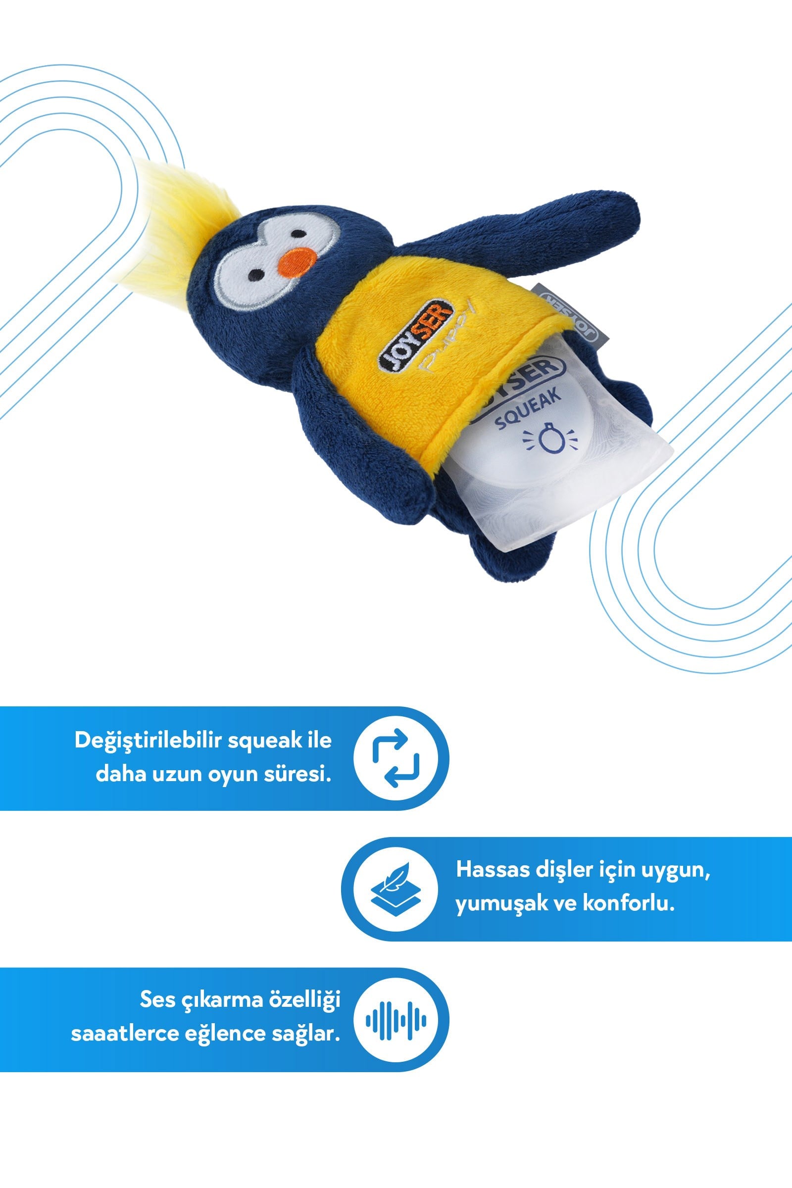 JOYSER Maymun Yavru Köpek Oyuncağı Lacivert/Sarı S/M Boy 12 cm
