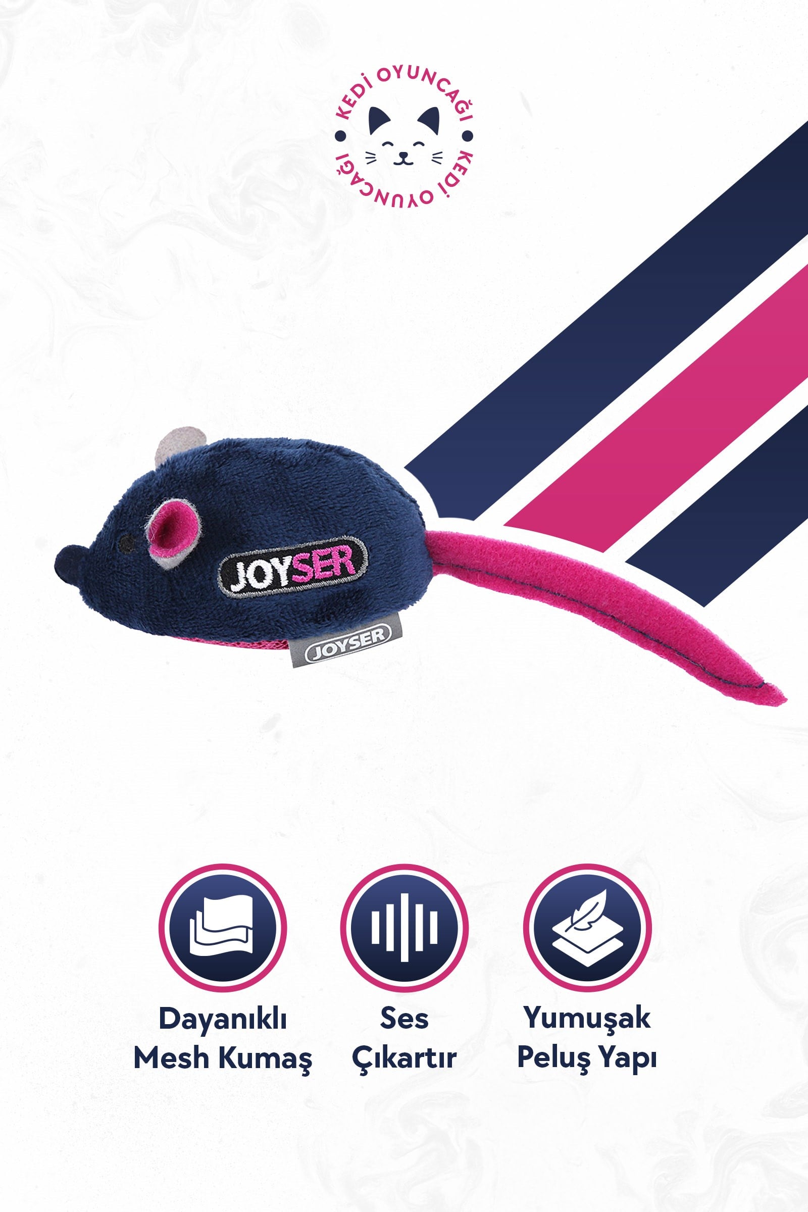 JOYSER  Sesli Hareketli Fare, Kedi Oyuncağı 16 cm