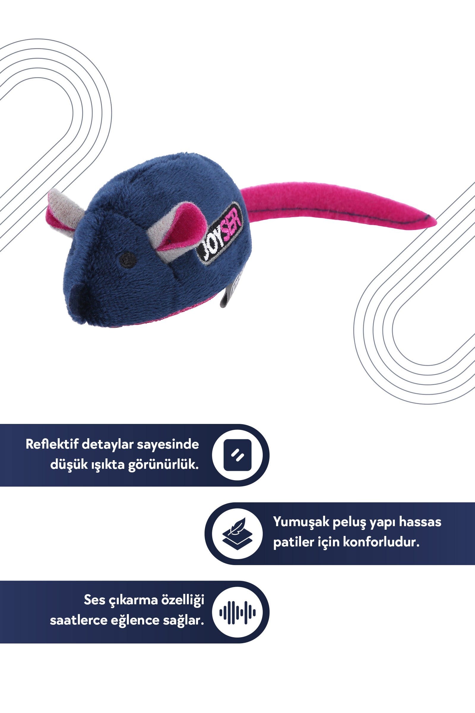 JOYSER  Sesli Hareketli Fare, Kedi Oyuncağı 16 cm
