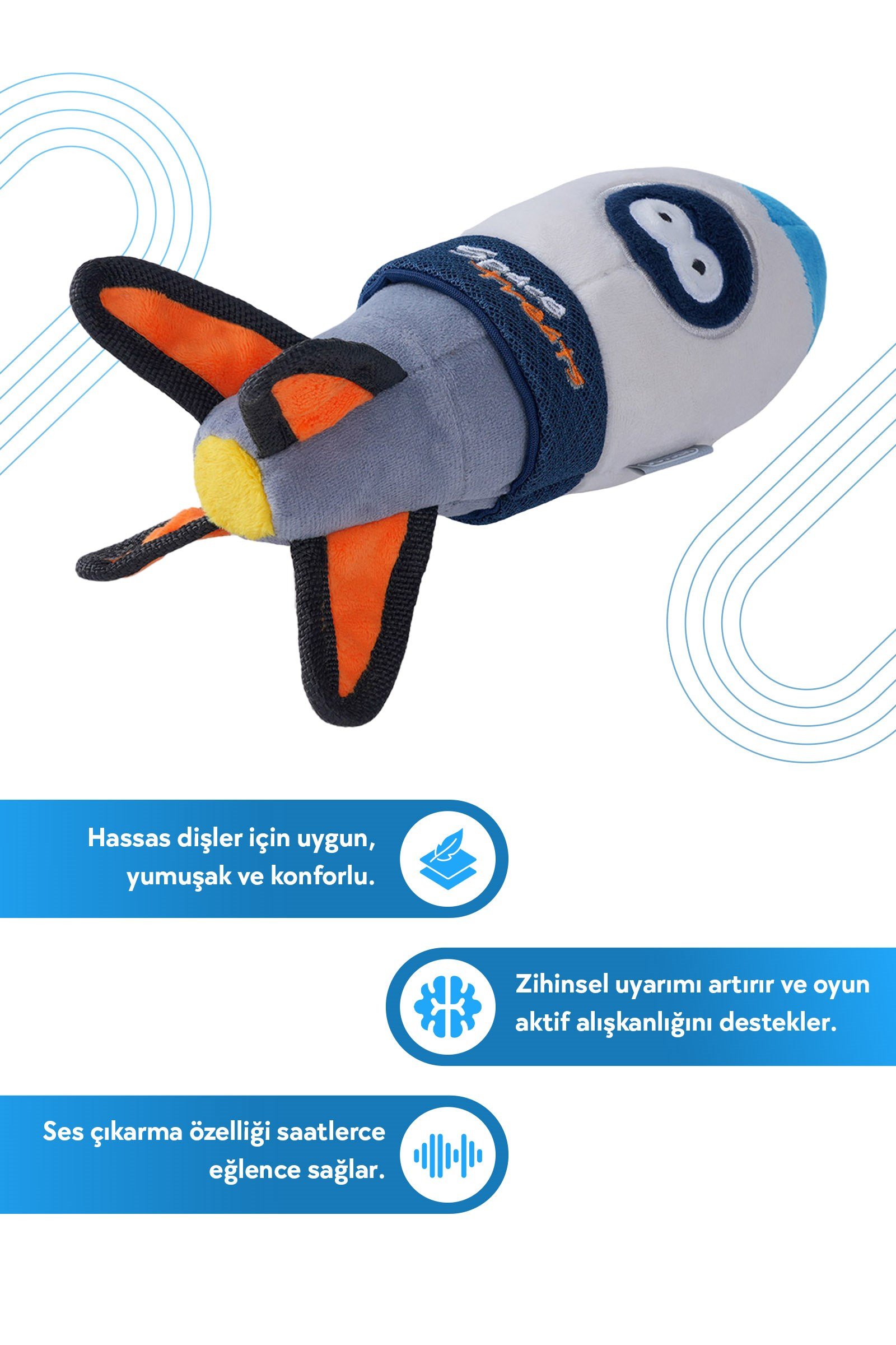 JOYSER Space Treats Roket, Ödül Mamaları için File Cepli  Köpek Oyuncağı 19 cm