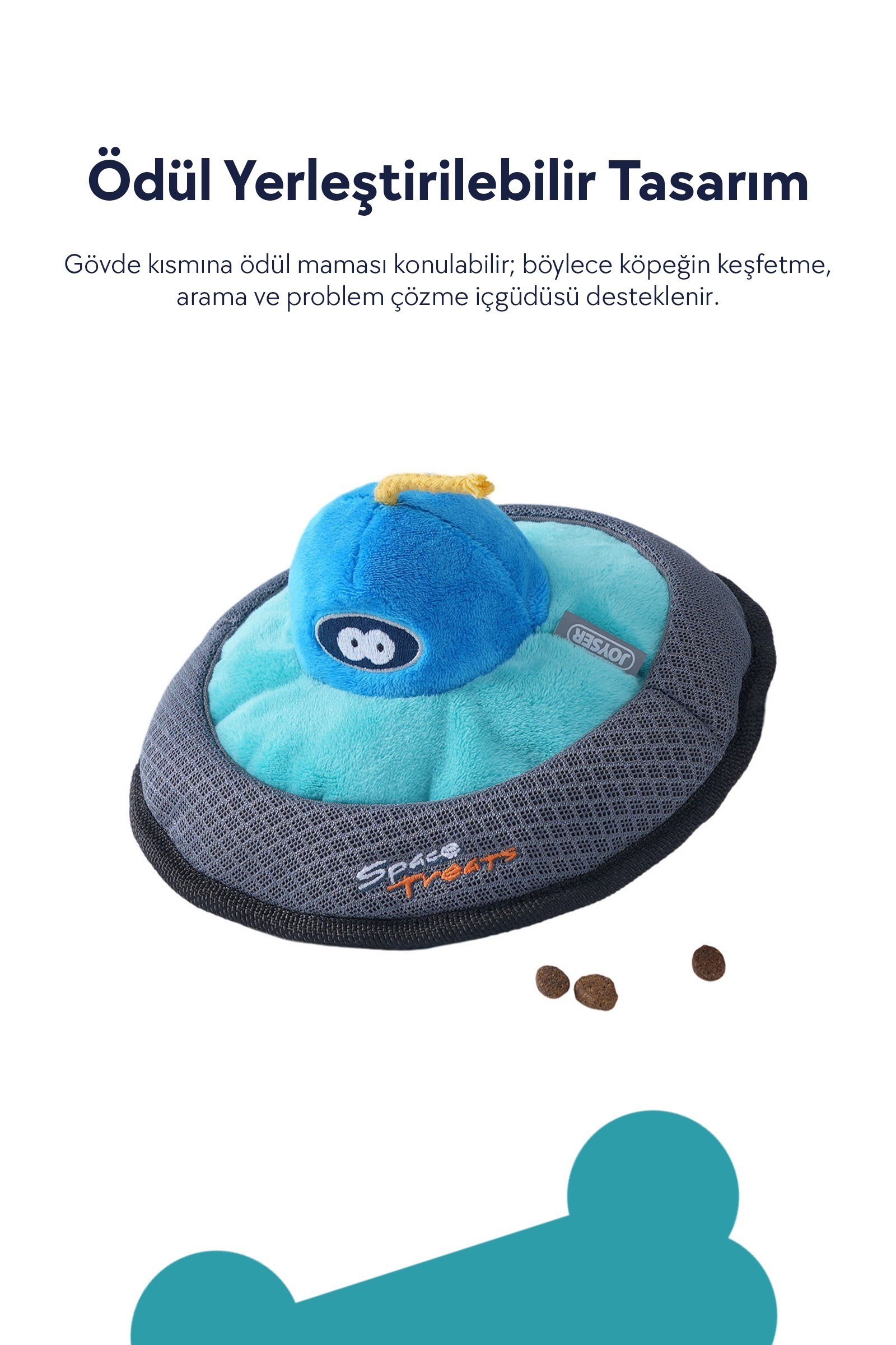 JOYSER Space Treats UFO, Ödül Mamaları için File Cepli Köpek Oyuncağı19 cm