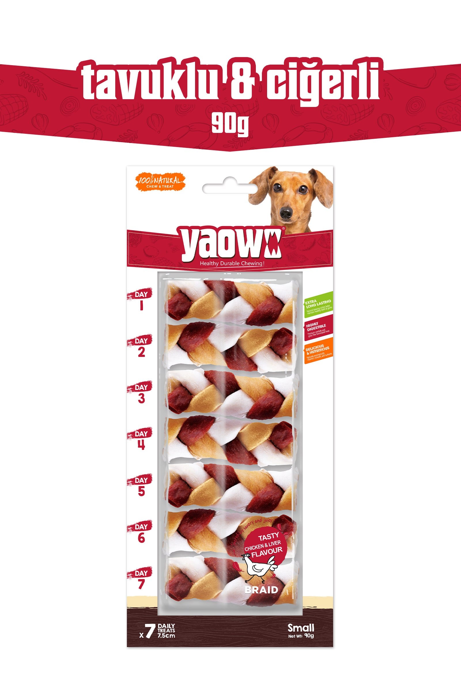 YAOWO 2,5 İnç Küçük Boy Örgü Köpek Çiğneme Ödülü 7 Adet 90 g