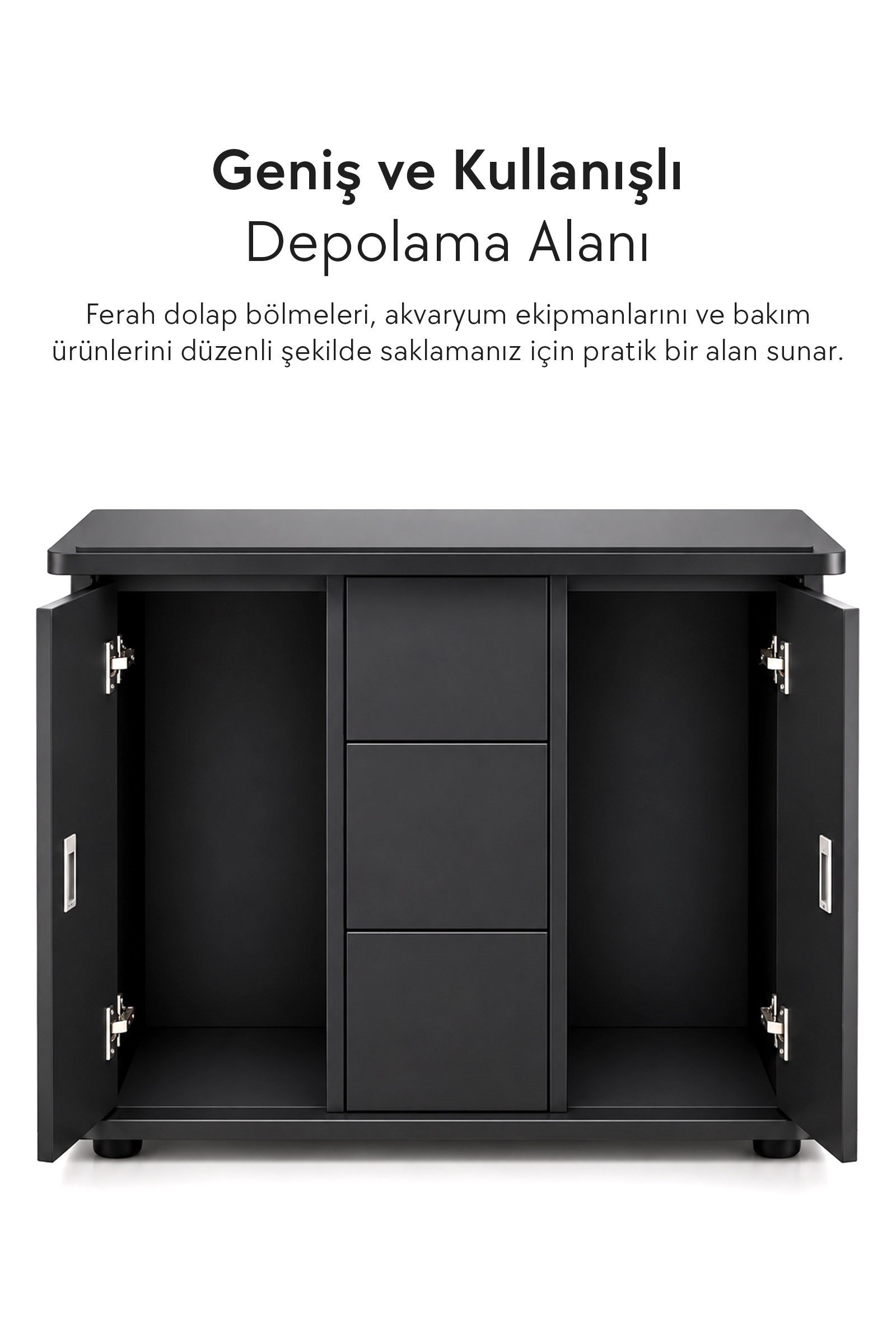 Zampa AQUA Jingming Akvaryum Dolaplı Siyah 620×85×610 mm