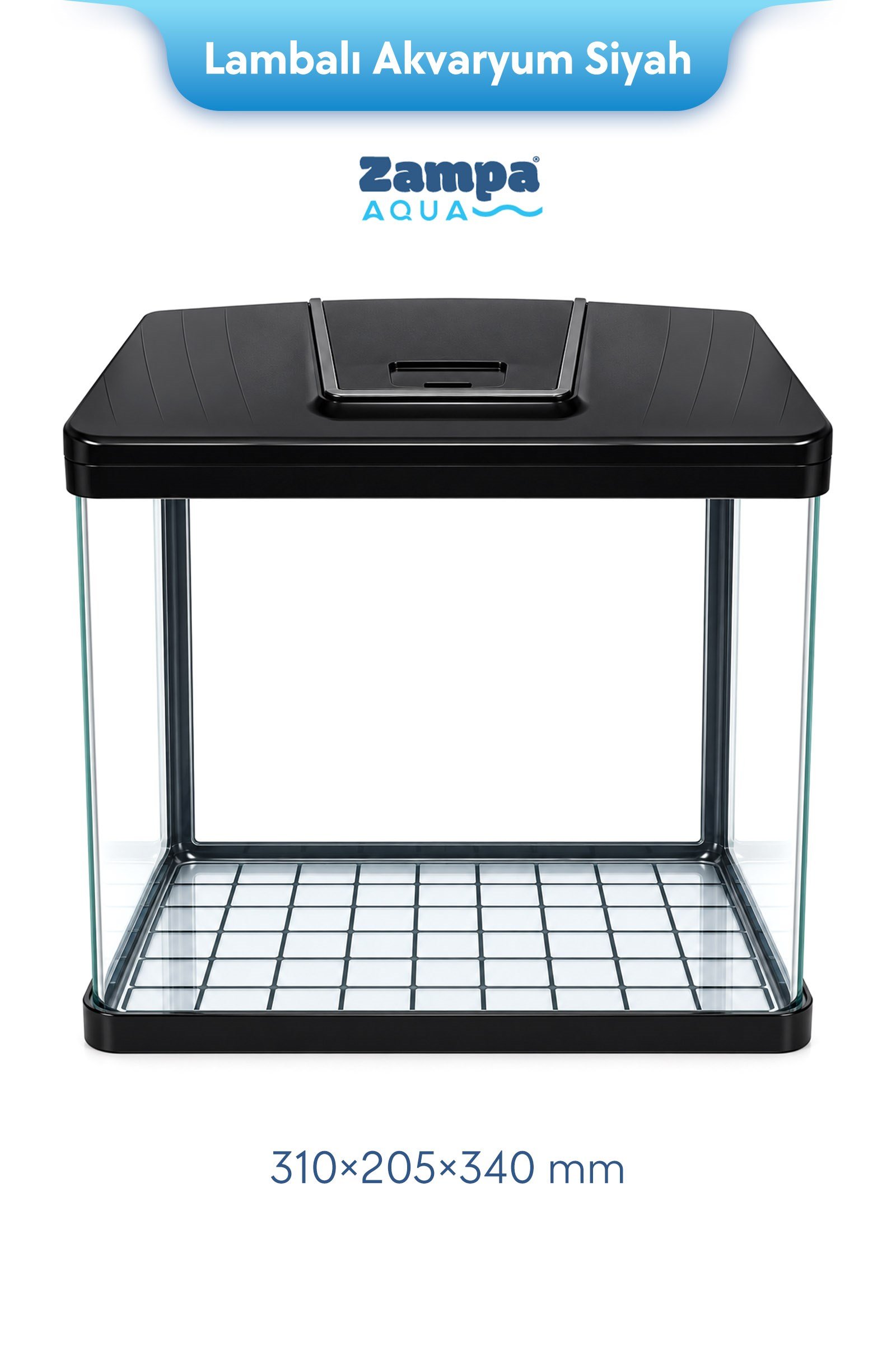 Zampa AQUA Jingming Akvaryum Siyah 310×205×340 mm