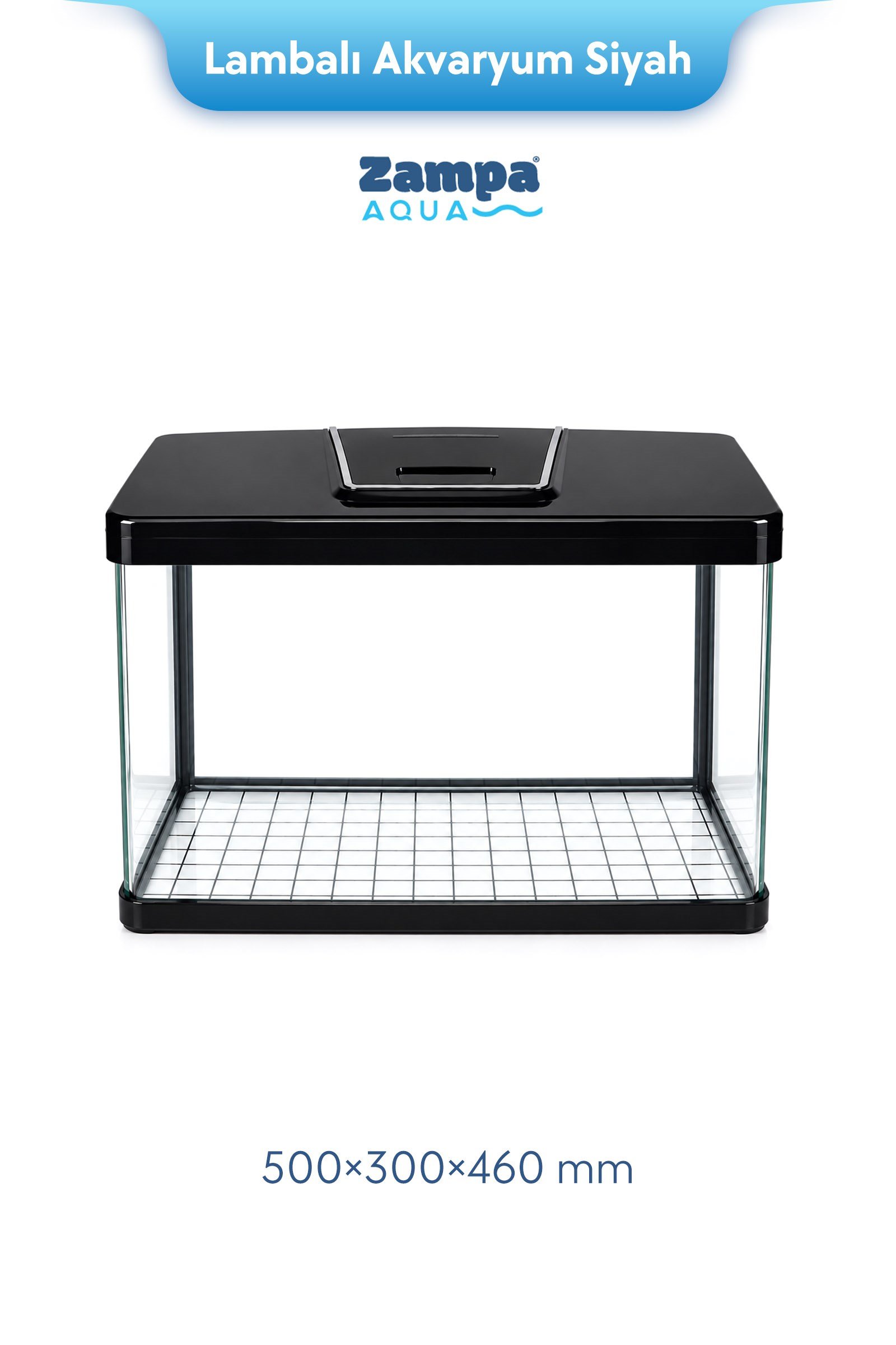 Zampa AQUA Jingming Akvaryum Siyah 500×300×460 mm