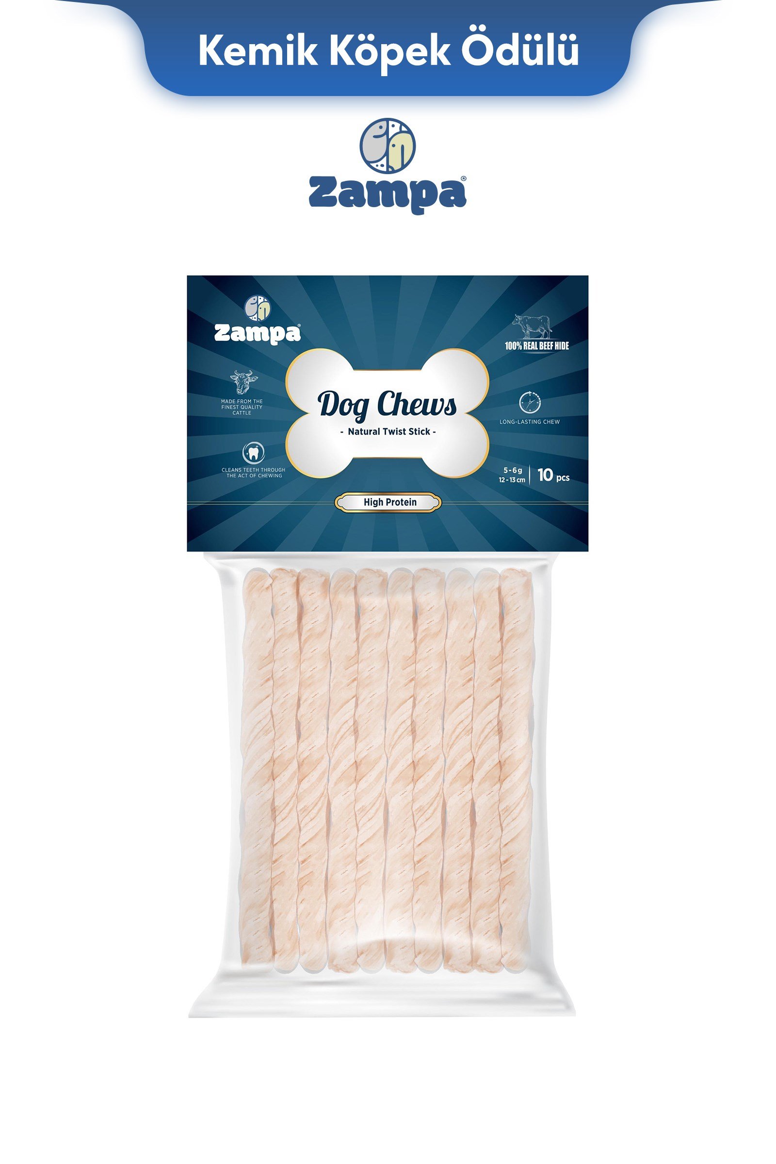 Zampa Natürel Burgu Çubuk (Sticks) Kemik Köpek Ödülü 10 lu 5g