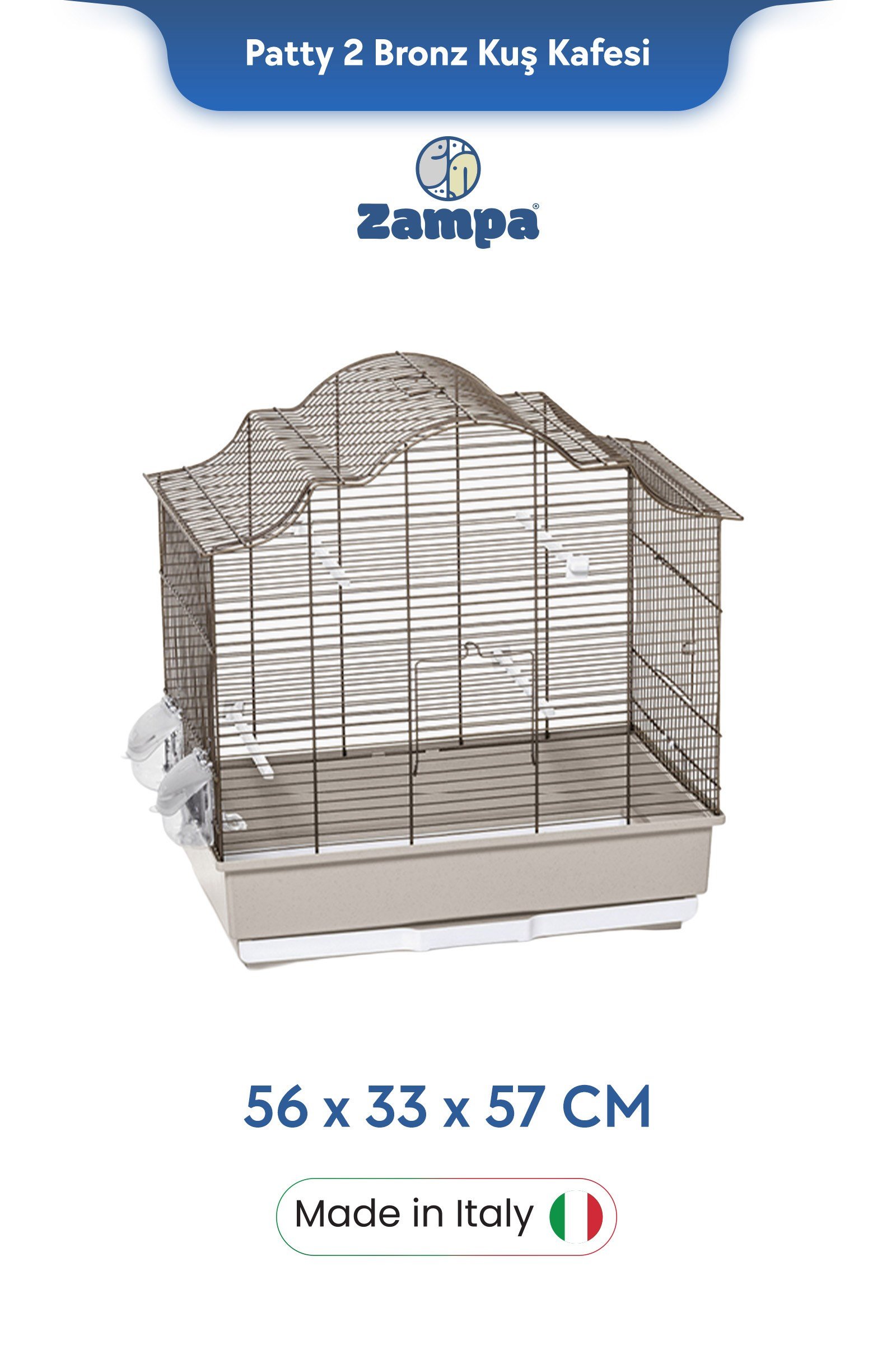 Zampa Plus Patty 2 Kuş Kafesi Bronz 56x33x57cm