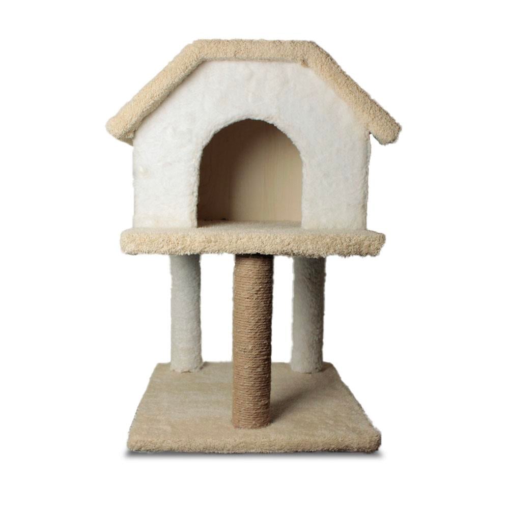 Zampa Tırmalama Tahtalı 2 Katlı Kedi Evi 47x44x73