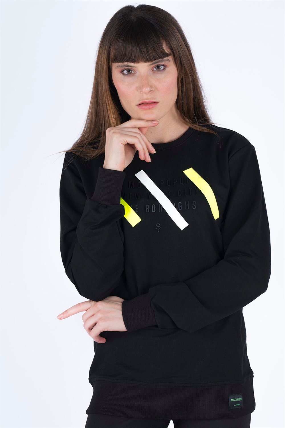 Kadın Baskılı Sweatshirt  SiyahM2105