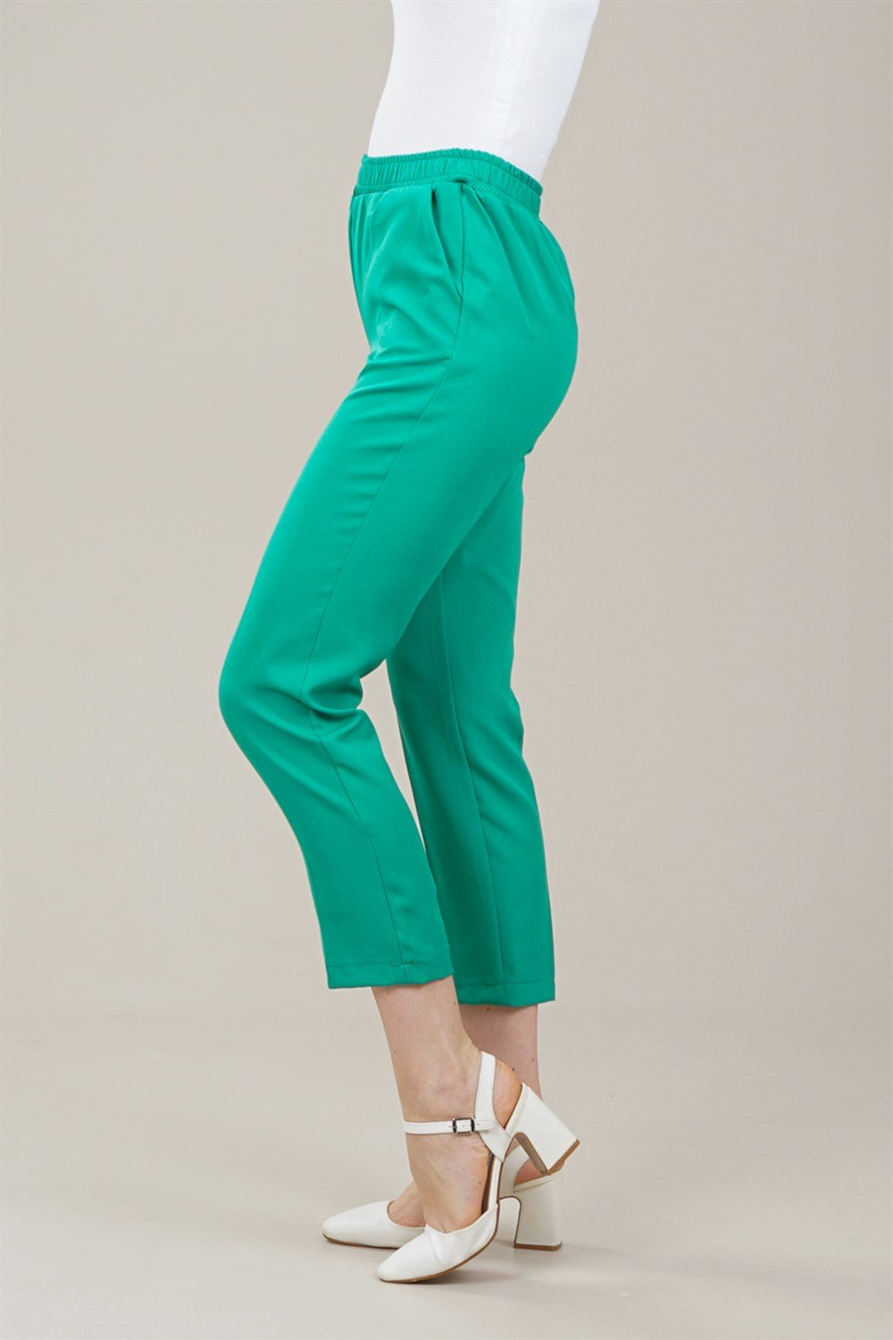 بنطال ضيق بخصر مطاطي للنساء أخضرAS1422