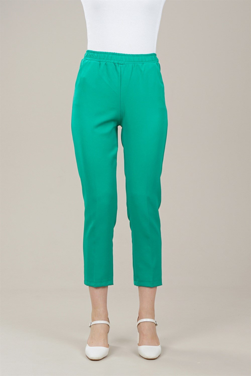 بنطال ضيق بخصر مطاطي للنساء أخضرAS1422