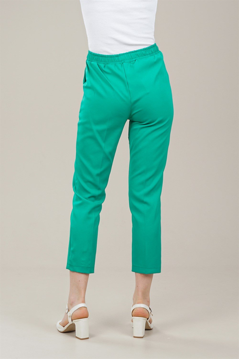 بنطال ضيق بخصر مطاطي للنساء أخضرAS1422