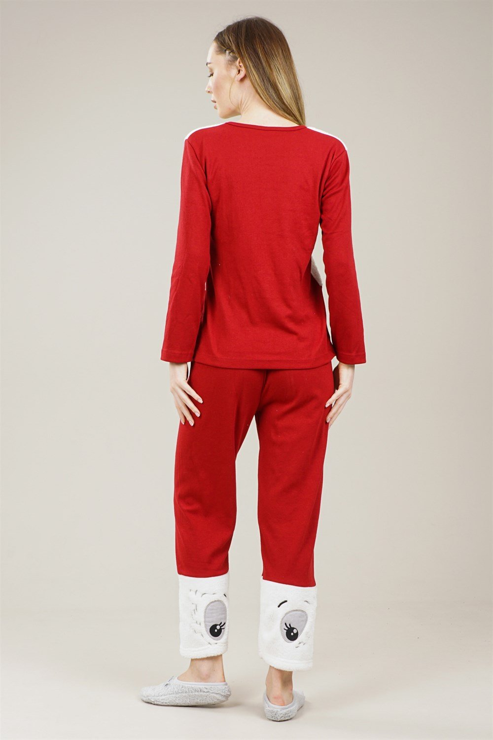 Kadın Hayvan Detaylı Pijama Takımı  KırmızıVO853