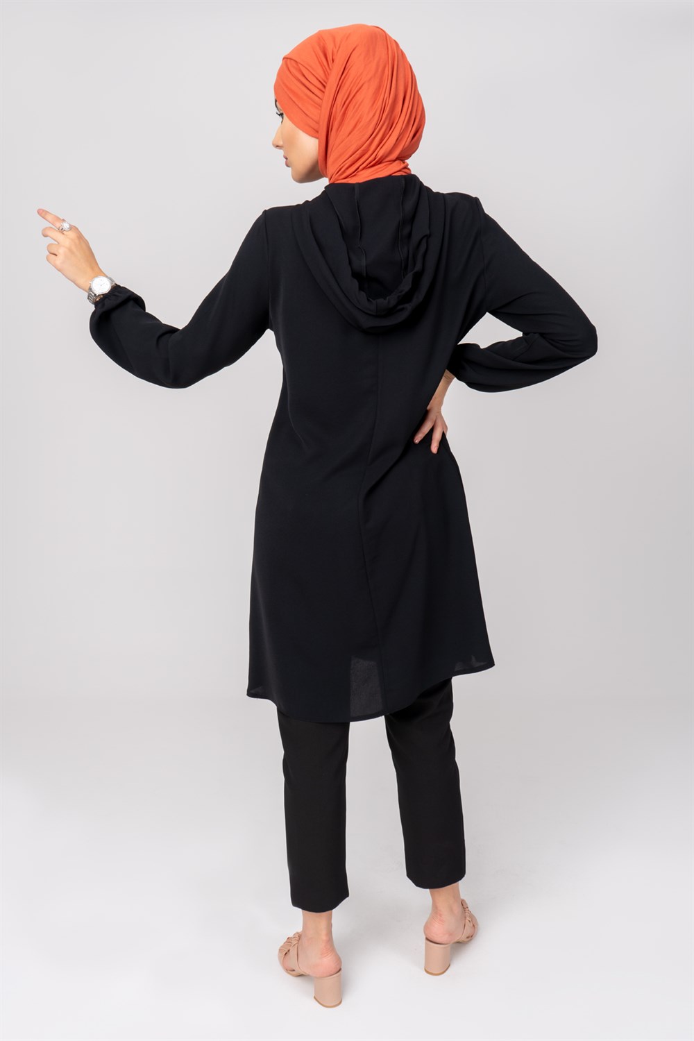 Kadın Kapüşonlu Tunik  Siyah5008