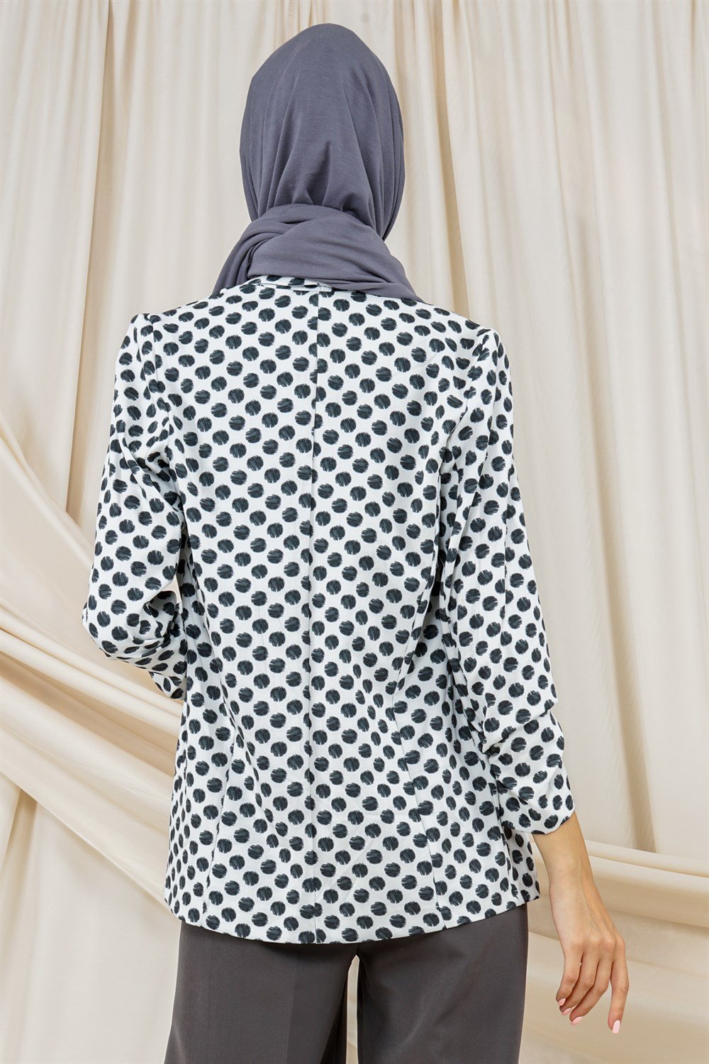 Women's Double Breasted Collar Sleeves Pleated Blazer Jacket BlackAT8002