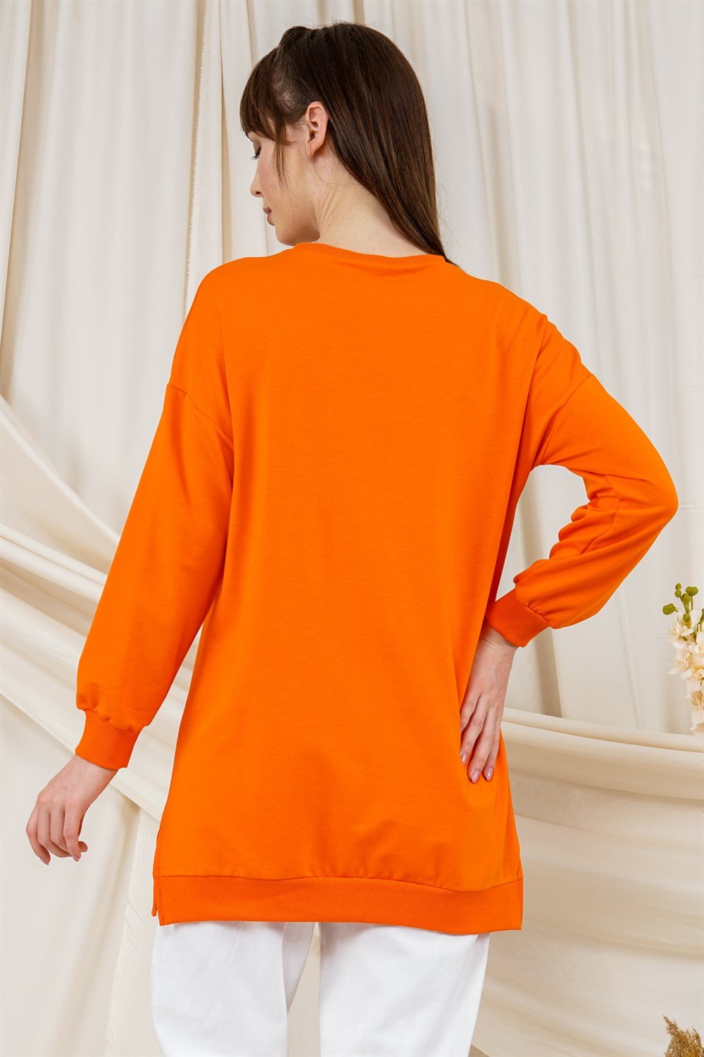 تونيكسويت شيرت مزين بشراشيب برتقاليT2120