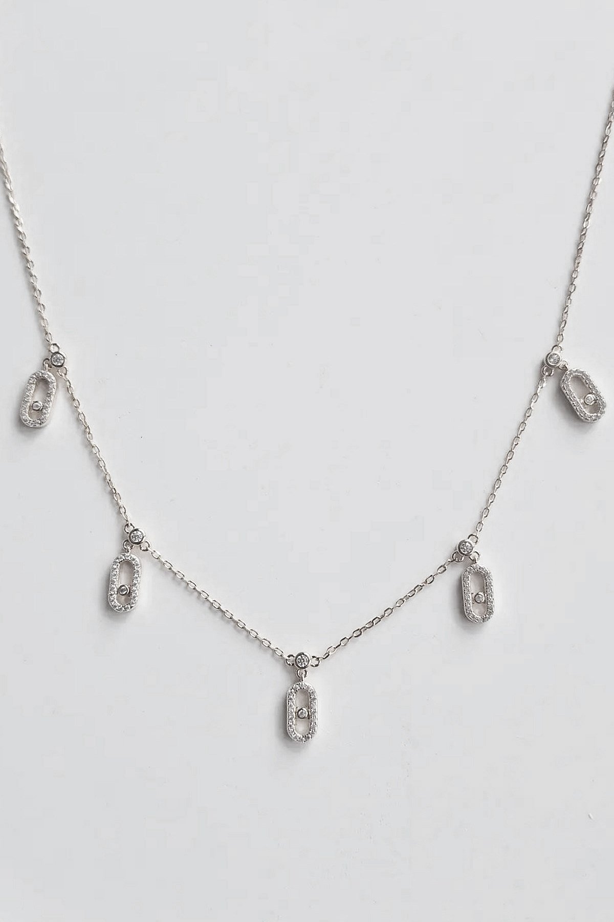 5 Lİ OVAL TAŞLI MS GÜMÜŞ KOLYE