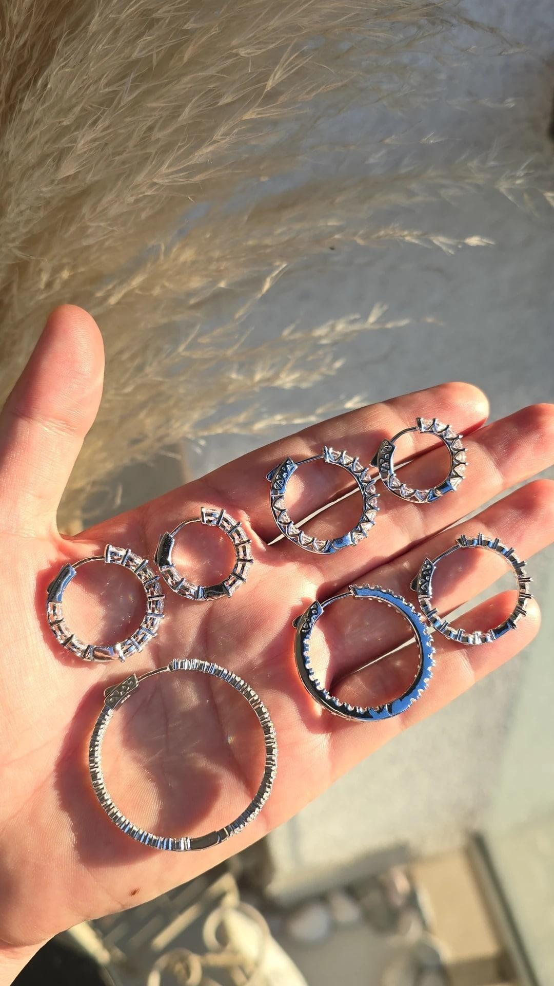 İTHAL ÇİFT 2.5CM TASARIM HALKA GÜMÜŞ KÜPE 