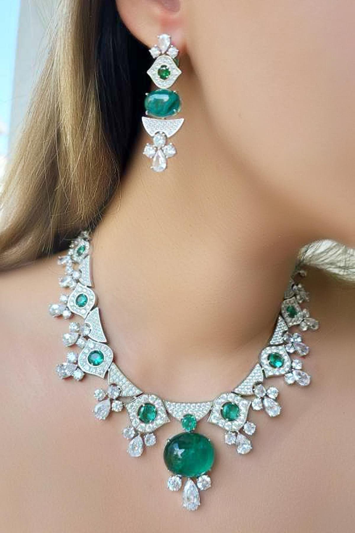 İTHAL PARAIBA TOURMALINE TAŞLI FANCY KESİM GÜMÜŞ KOLYE