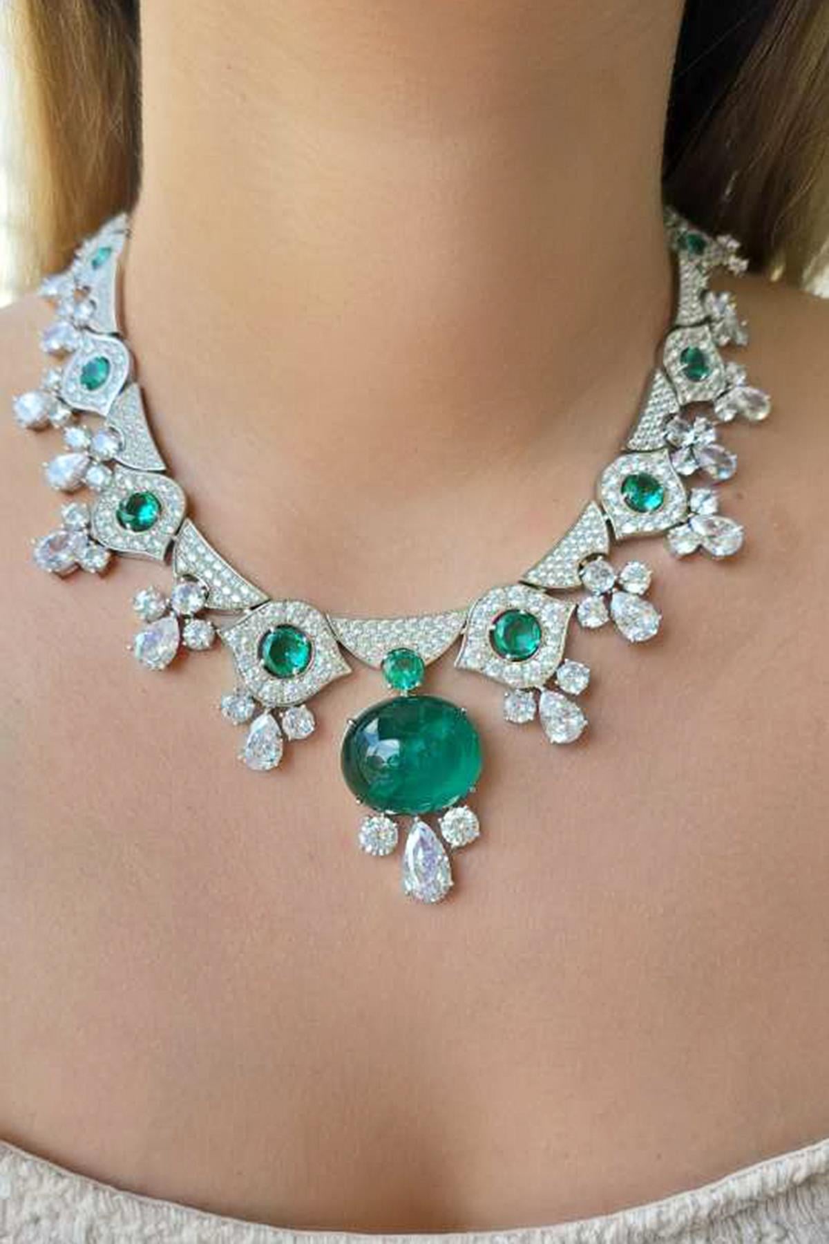 İTHAL PARAIBA TOURMALINE TAŞLI FANCY KESİM GÜMÜŞ KOLYE