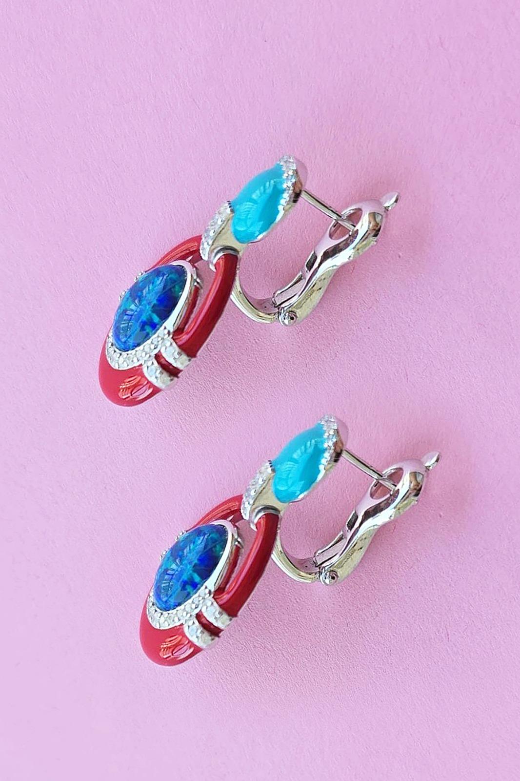 İTHAL PREMİUM OPAL TAŞLI TURKUAZ GÜMÜŞ KÜPE