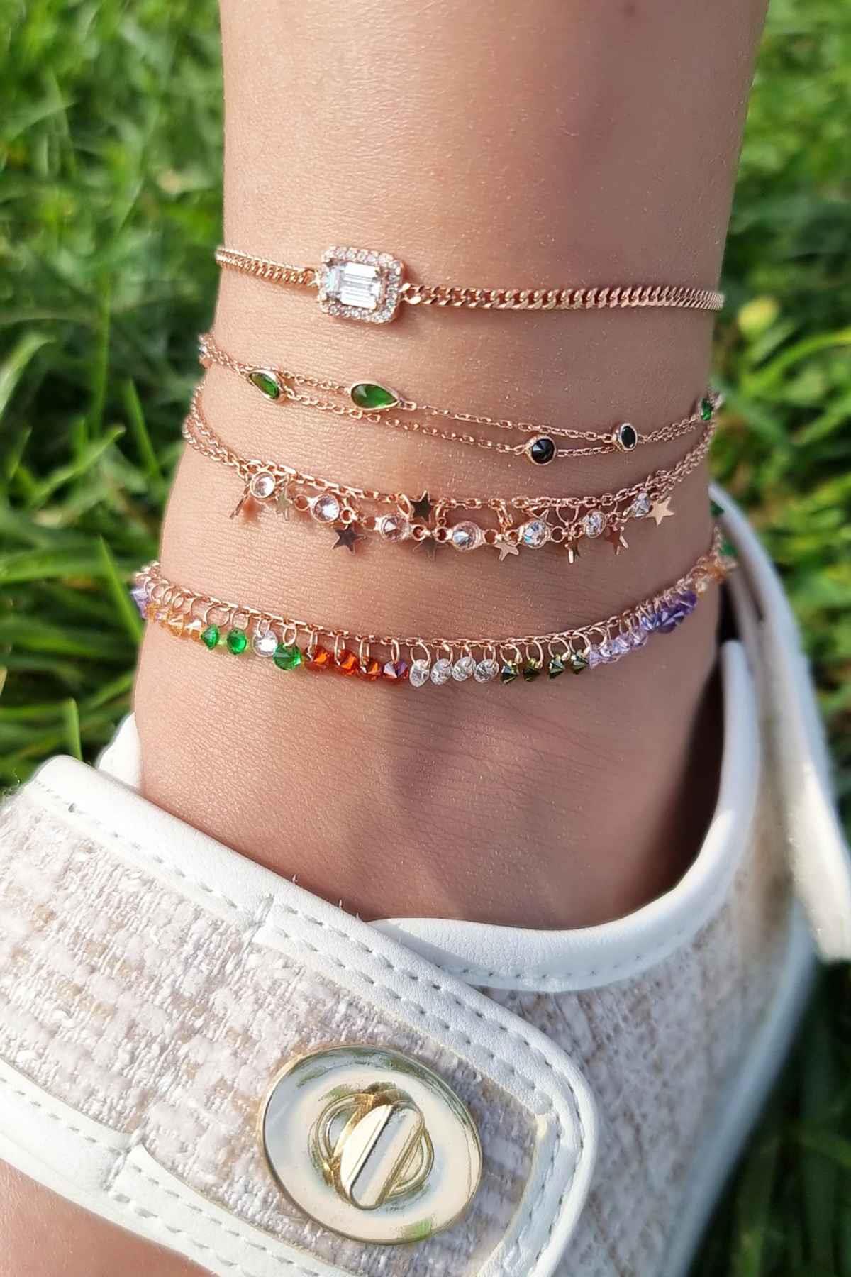 ZİNCİR BAGET TASARIM ROSE GÜMÜŞ HALHAL