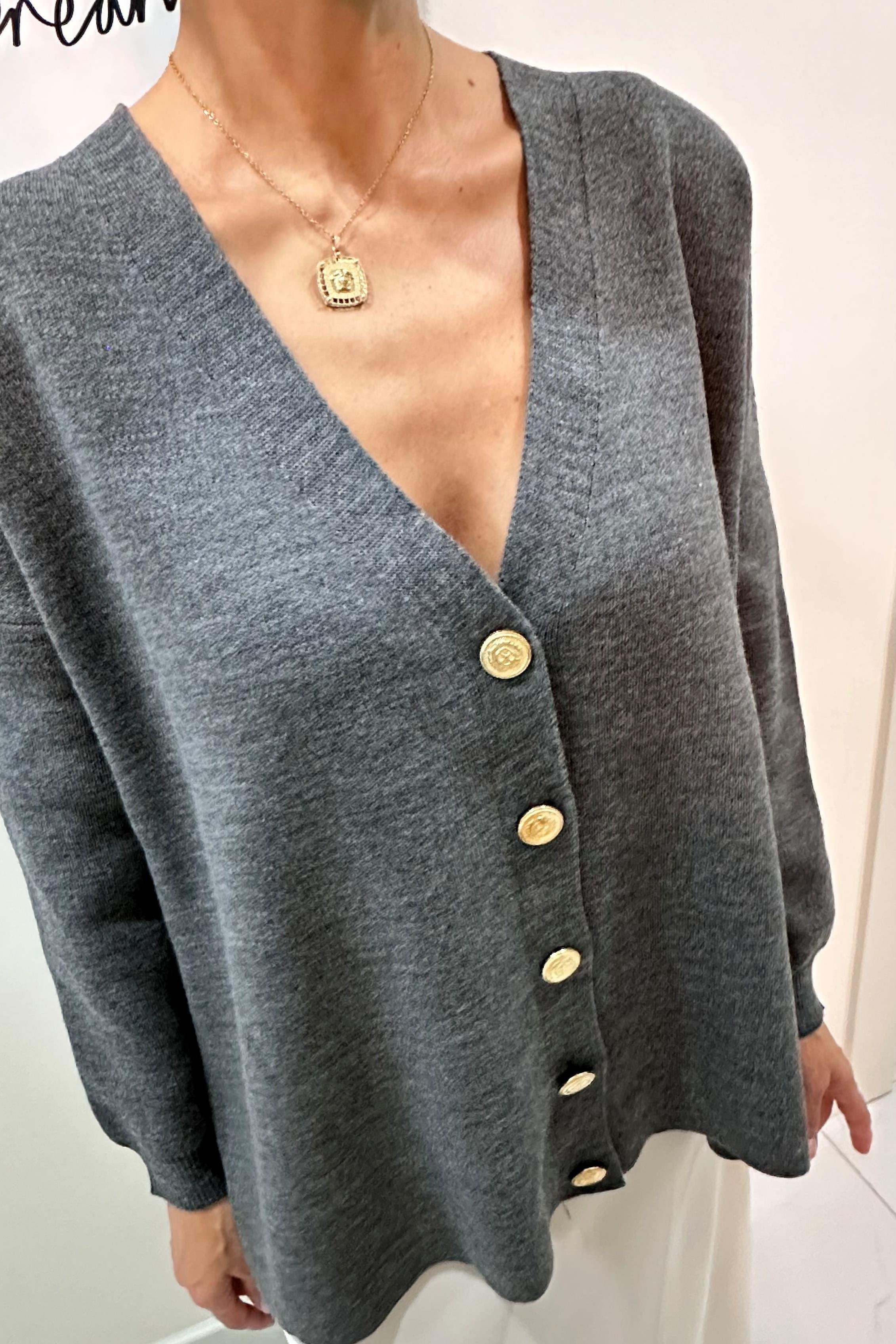 GOLD DÜĞMELİ OVERSİZE HIRKA