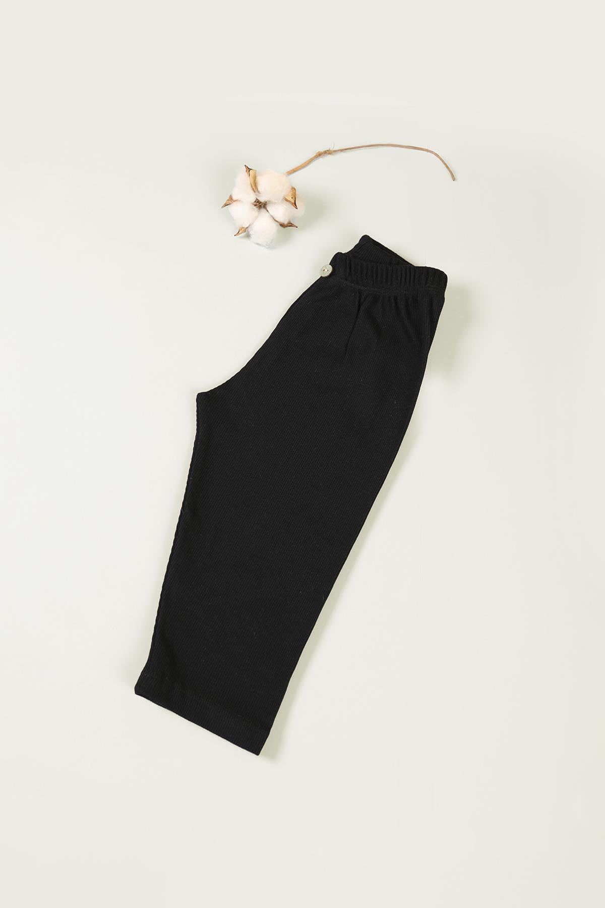 3'lü Bebek Pamuklu Slim Fit Tek Alt Esnek ve Rahat Fitilli Kumaş Beyaz-Siyah-Gri