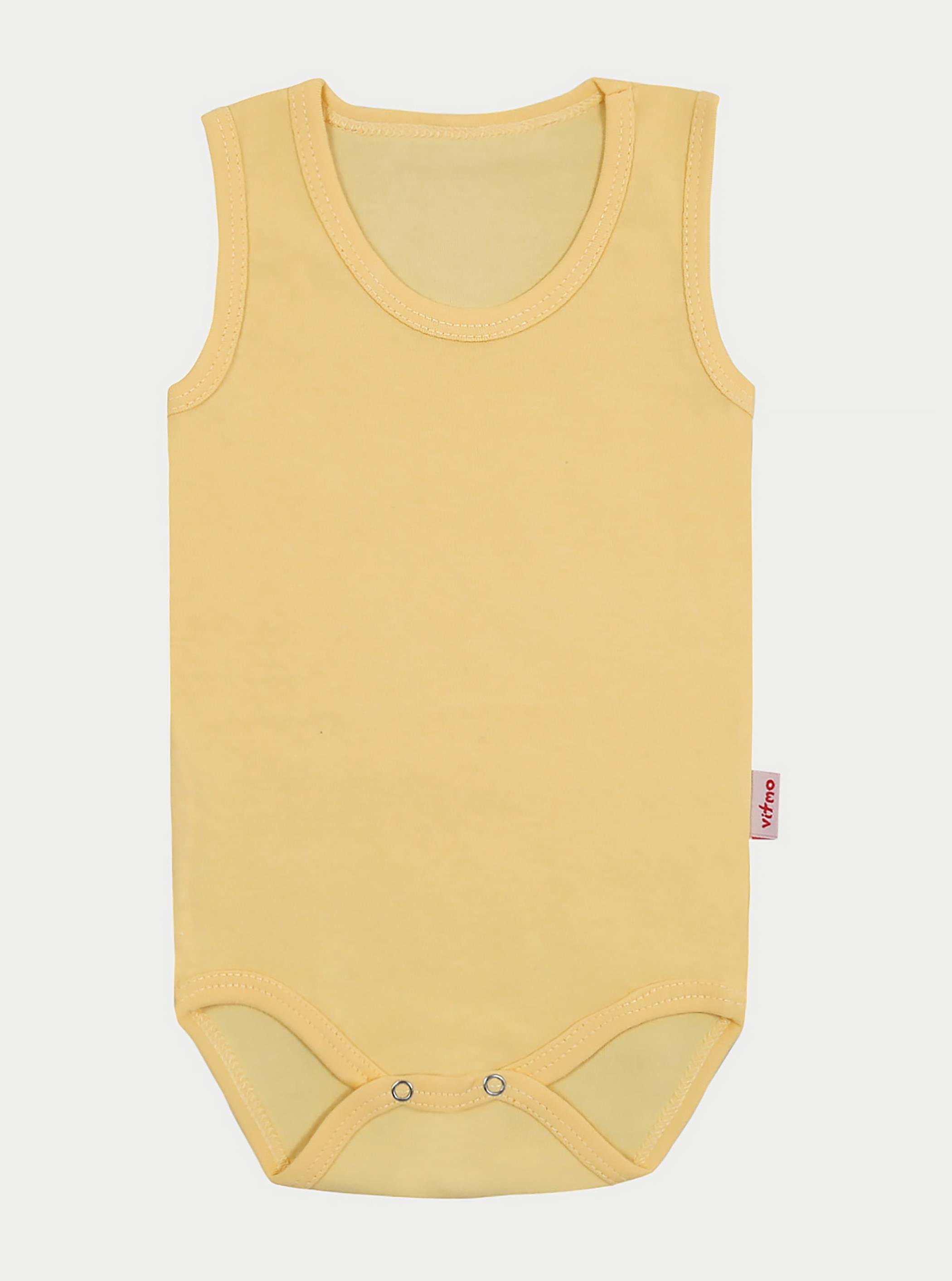 Çıtçıtlı  Bebek Body Zıbın Askılı Düz Sarı Renk