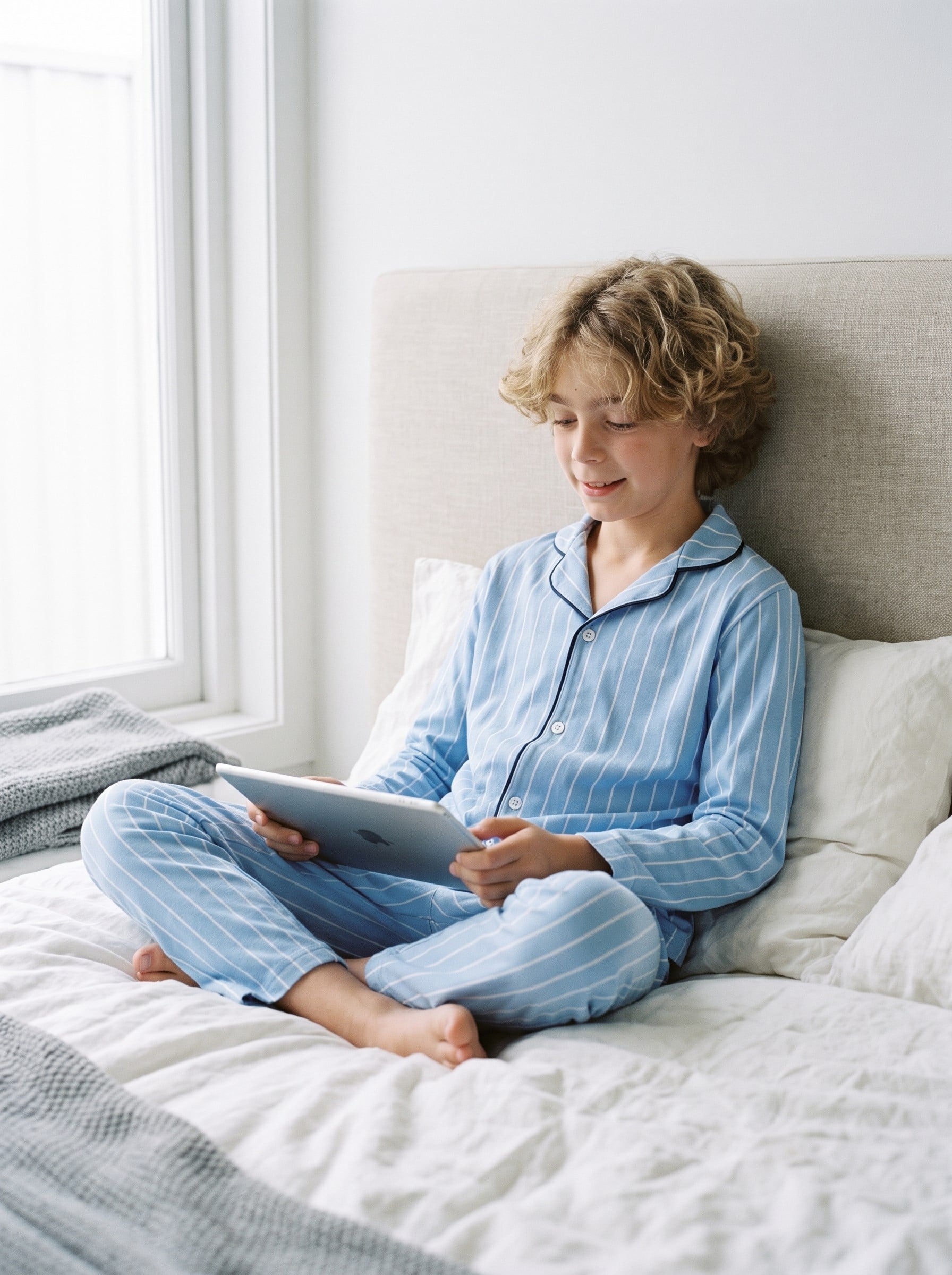 Çizgili Düğmeli Erkek Çocuk Pijama