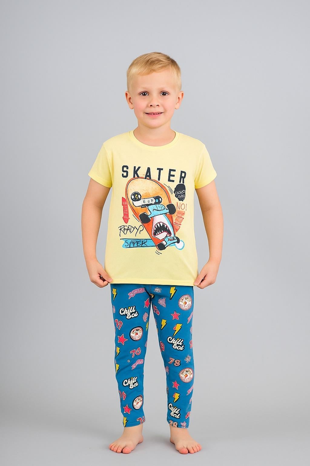 Erkek Çocuk 3'lü %100 Pamuklu 1-2-3 Yaş Pijama Takımı Model:113