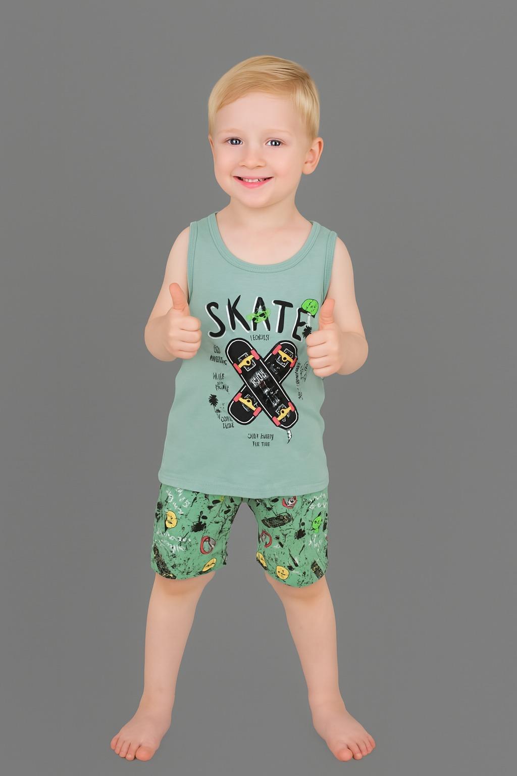 Erkek Çocuk 3'lü %100 Pamuklu 1-2-3 Yaş Pijama Takımı Model:115