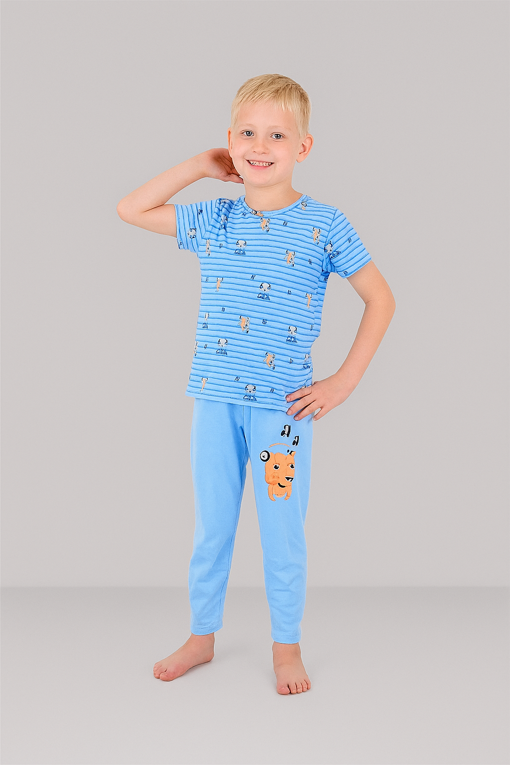 Erkek Çocuk 3'lü %100 Pamuklu 1-2-3 Yaş Pijama Takımı Model:115