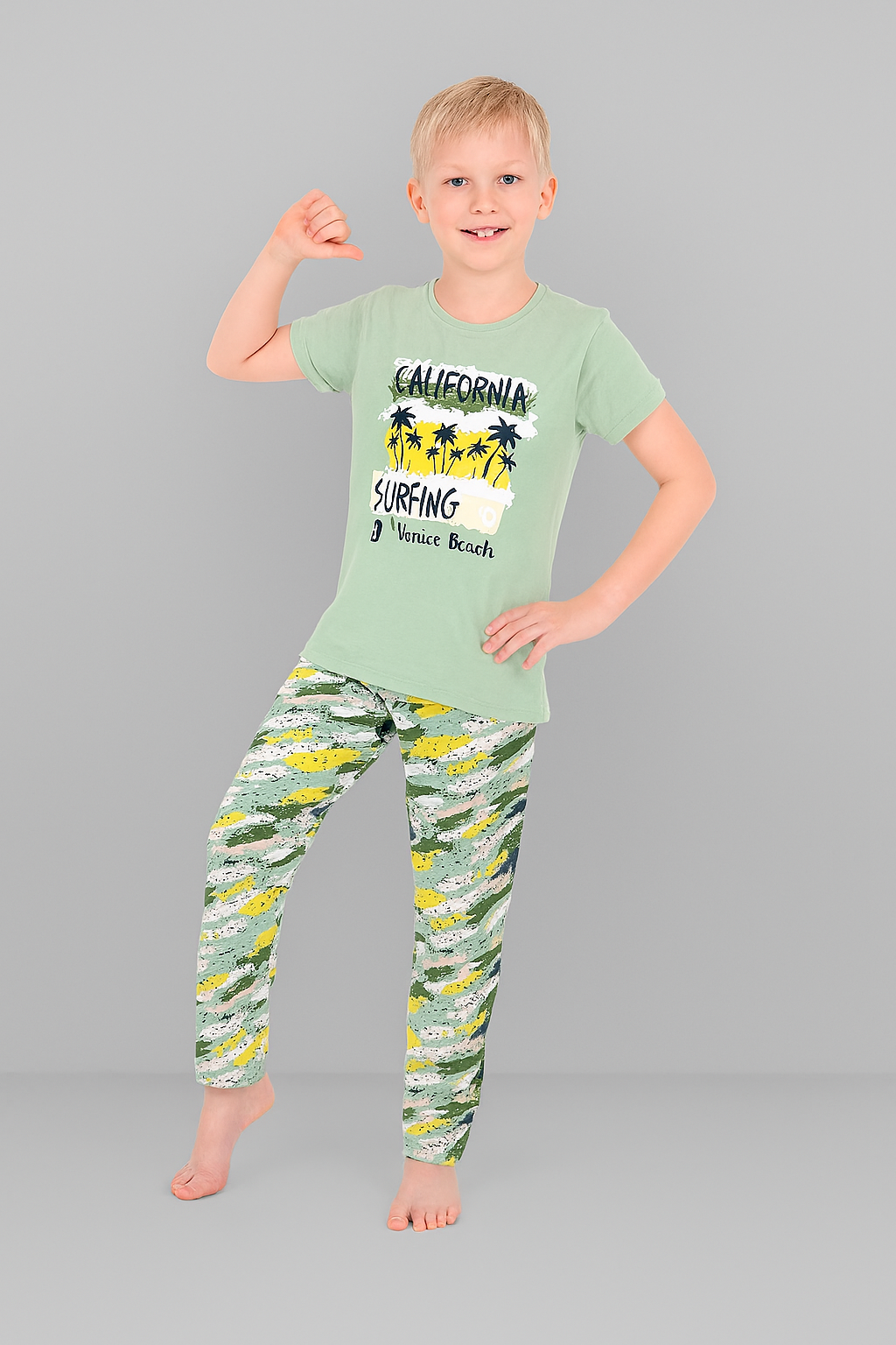 Erkek Çocuk 3'lü %100 Pamuklu 1-2-3 Yaş Pijama Takımı Model:114
