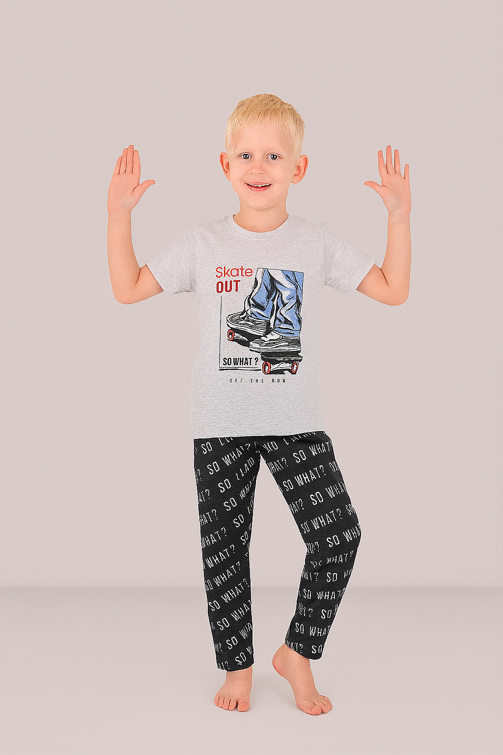 Erkek Çocuk 3'lü %100 Pamuklu 10-11-12 Yaş Pijama Takımı Model:106