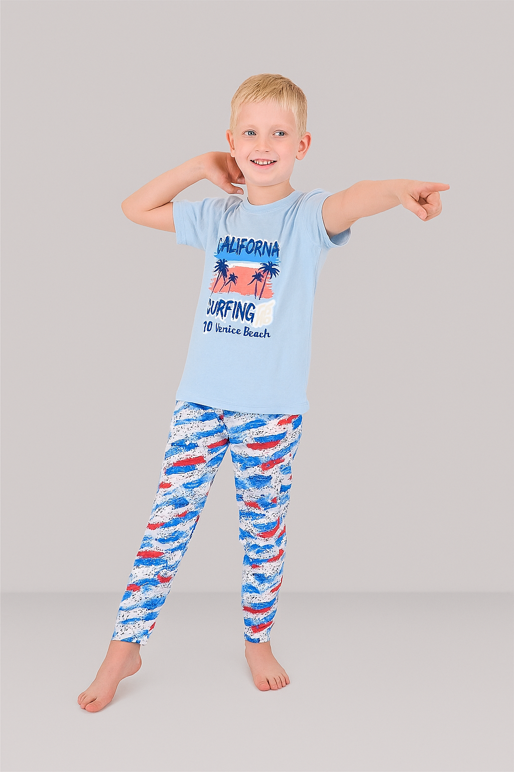Erkek Çocuk 3'lü %100 Pamuklu 4-5-6 Yaş Pijama Takımı Model:111