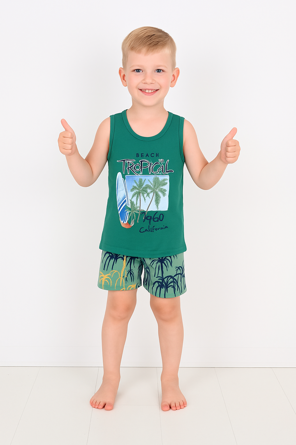 Erkek Çocuk 3'lü %100 Pamuklu 4-5-6 Yaş Pijama Takımı Model:110