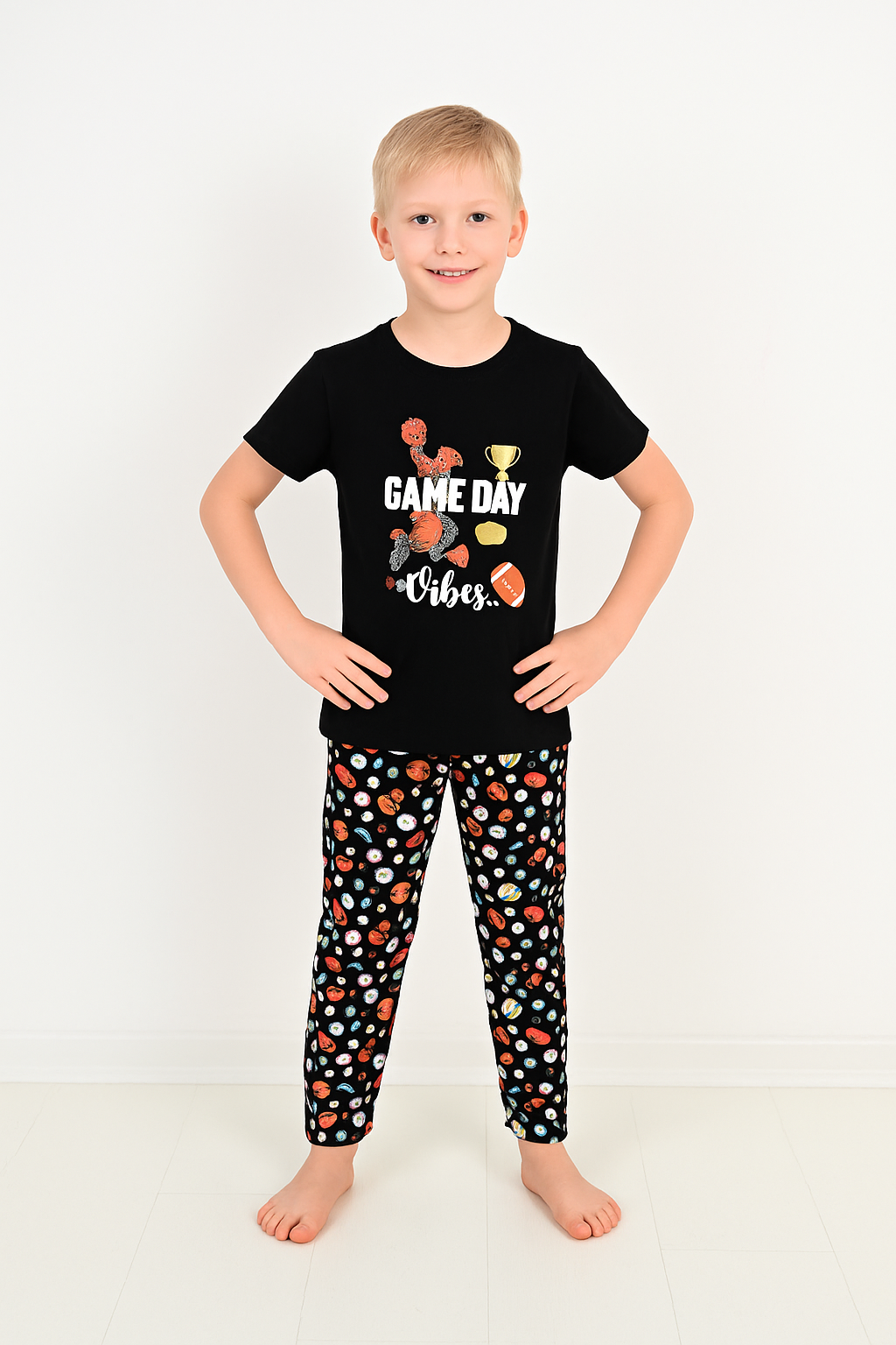Erkek Çocuk 3'lü %100 Pamuklu 7-8-9 Yaş Pijama Takımı Model:108