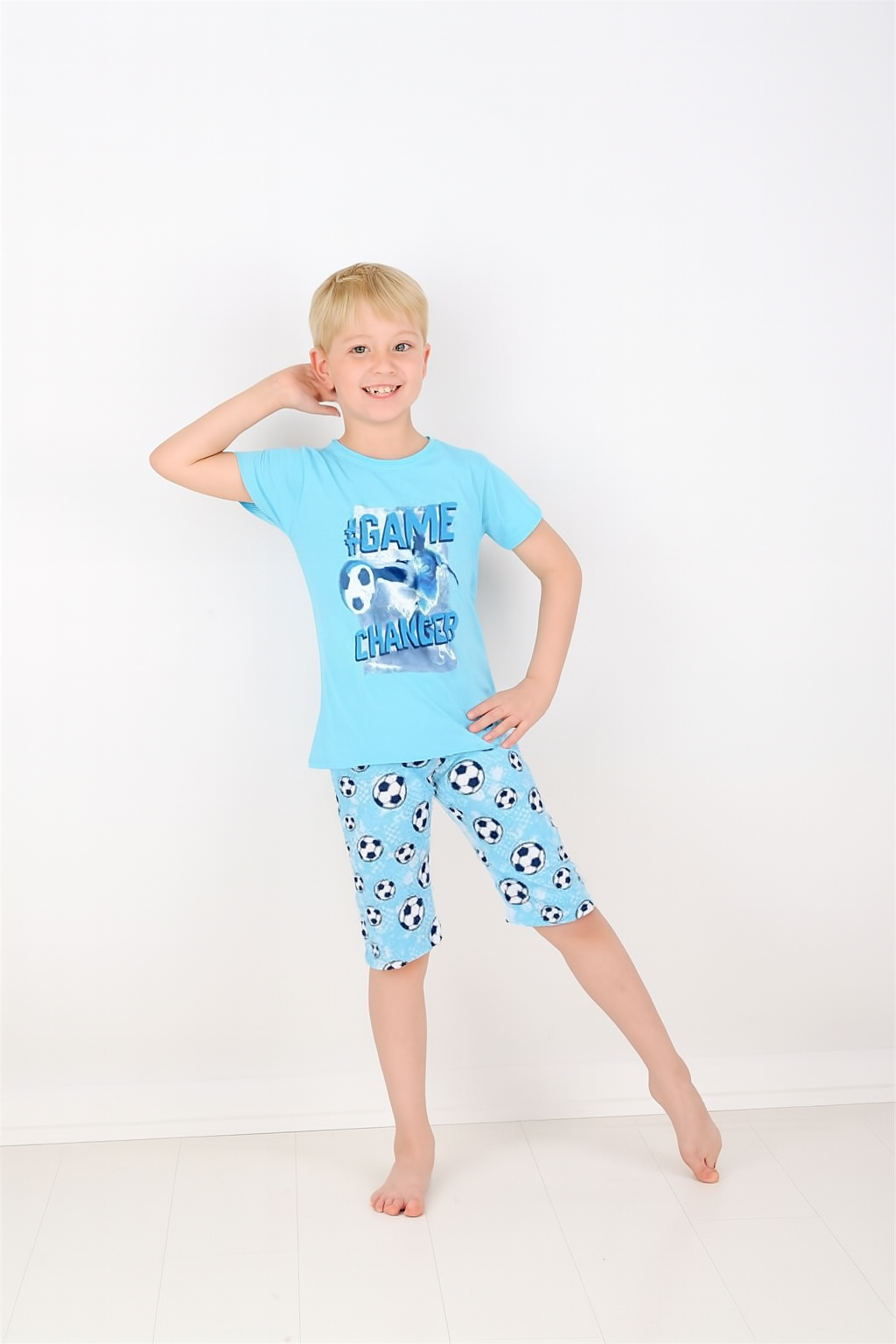 Erkek Çocuk 3'lü %100 Pamuklu 7-8-9 Yaş Pijama Takımı Model:108