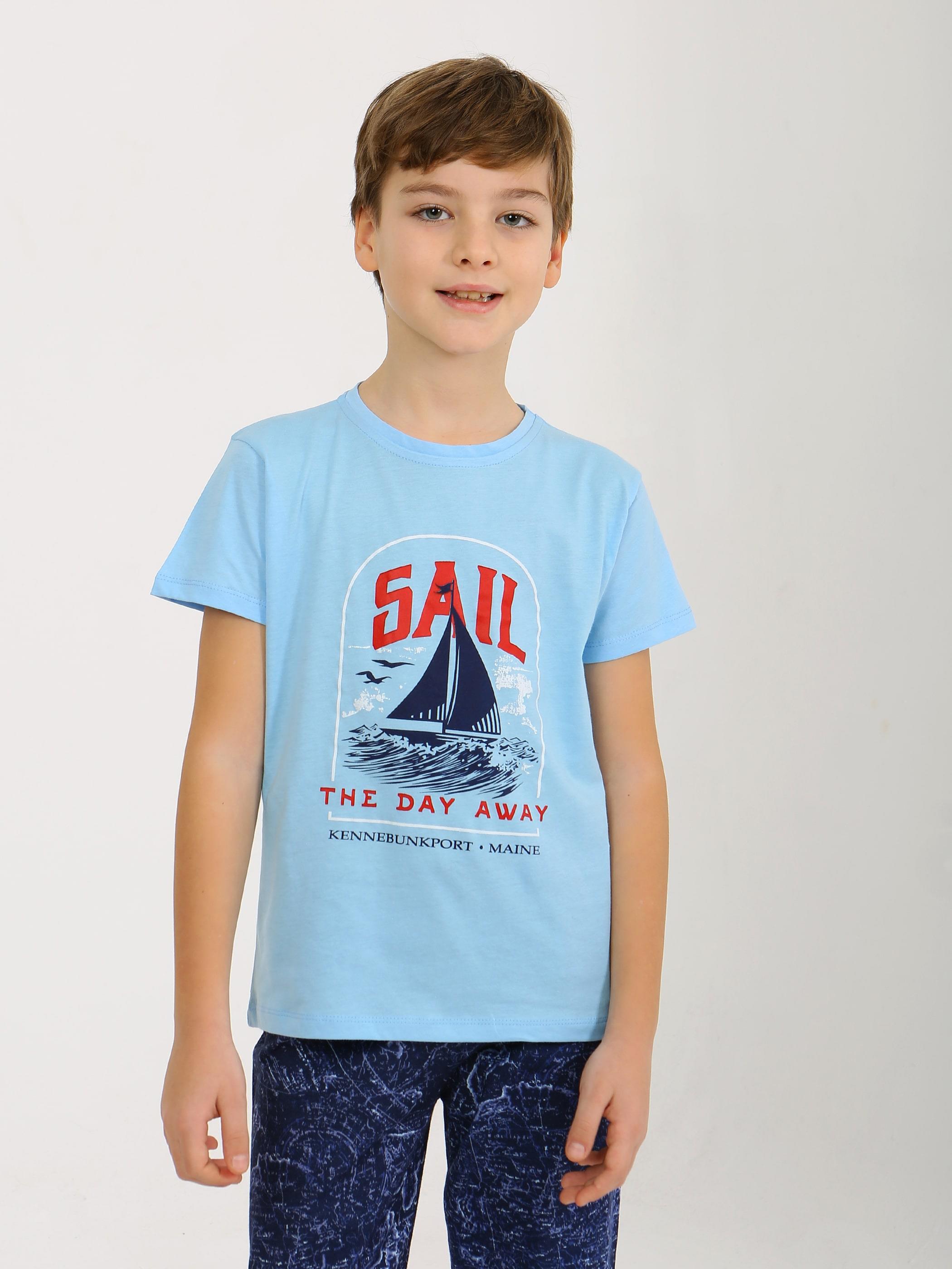 Erkek Çocuk Kısa Kollu %100 Pamuklu Pijama Takımı Sail