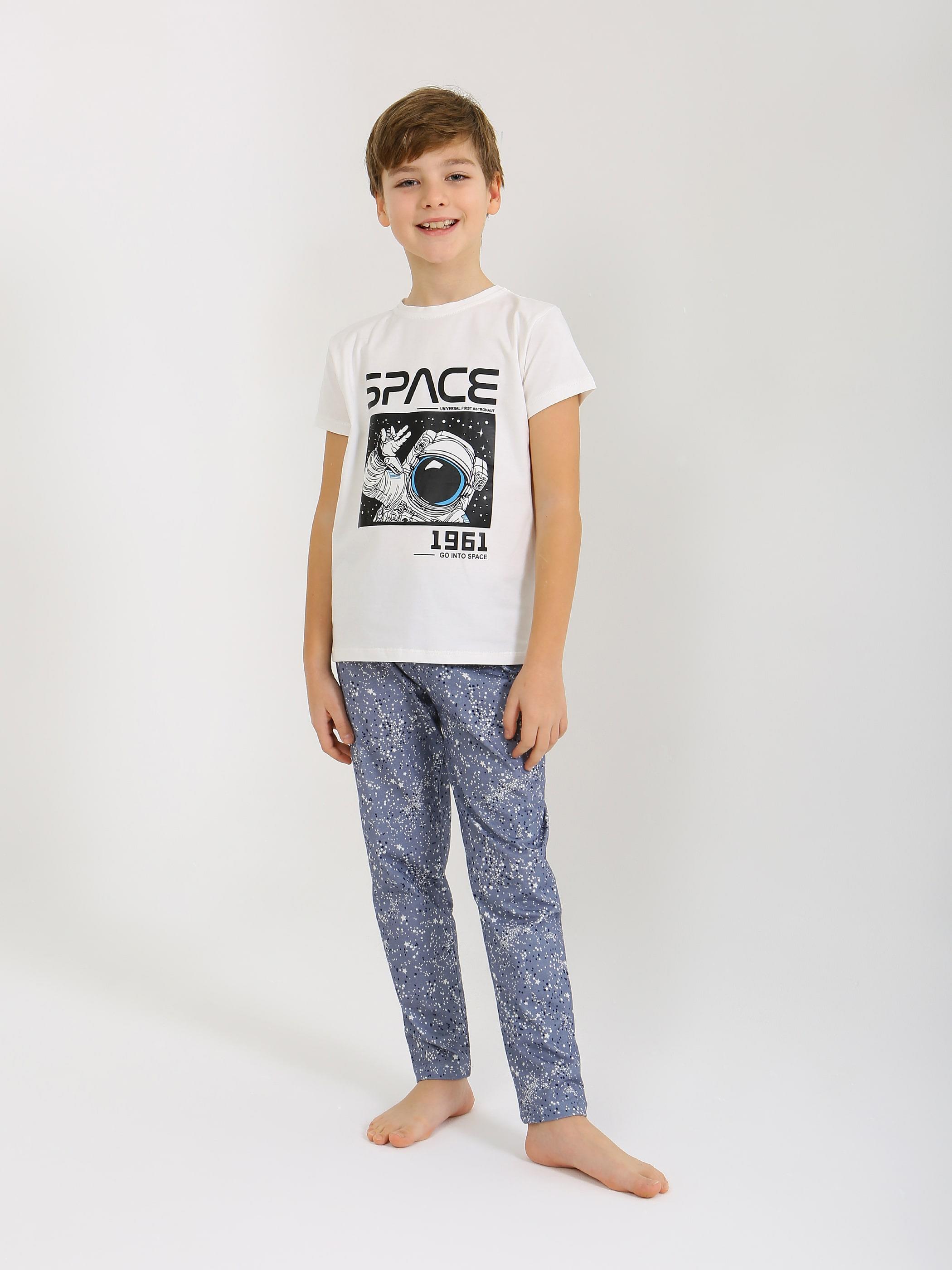 Erkek Çocuk Kısa Kollu %100 Pamuklu Pijama Takımı Go Space