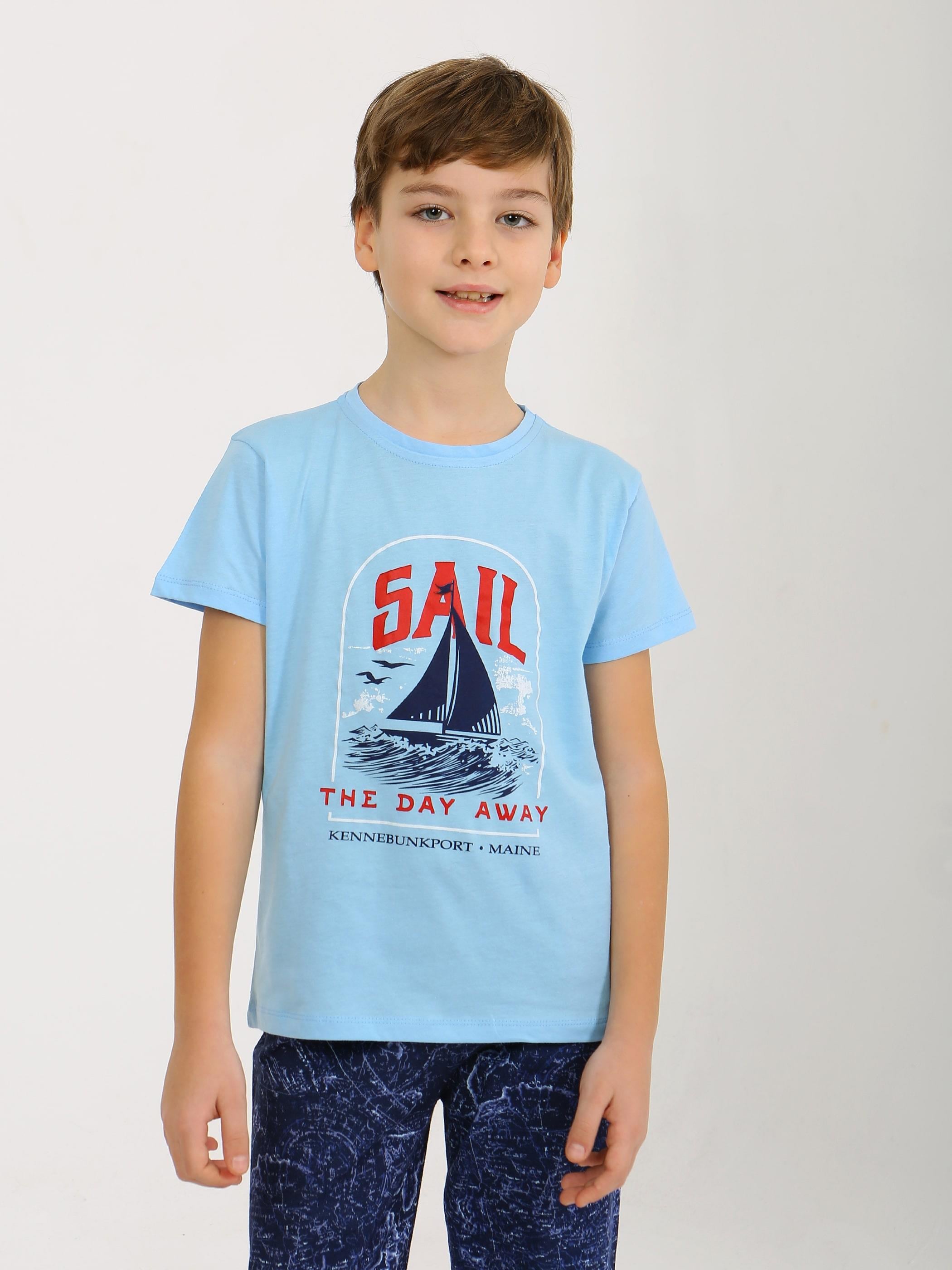 Erkek Çocuk Kısa Kollu %100 Pamuklu Pijama Takımı Sail