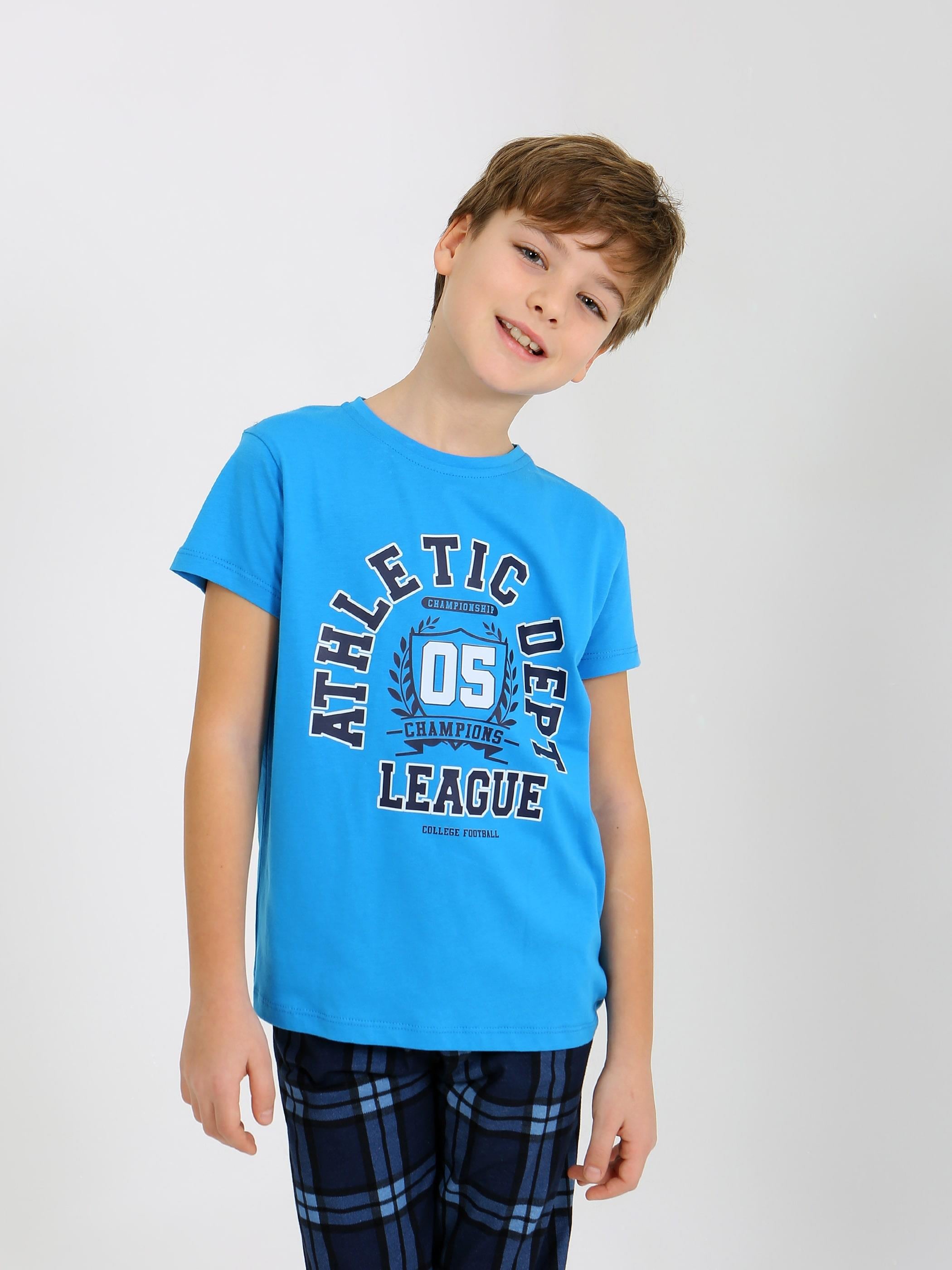 Erkek Çocuk Kısa Kollu %100 Pamuklu Pijama Takımı League