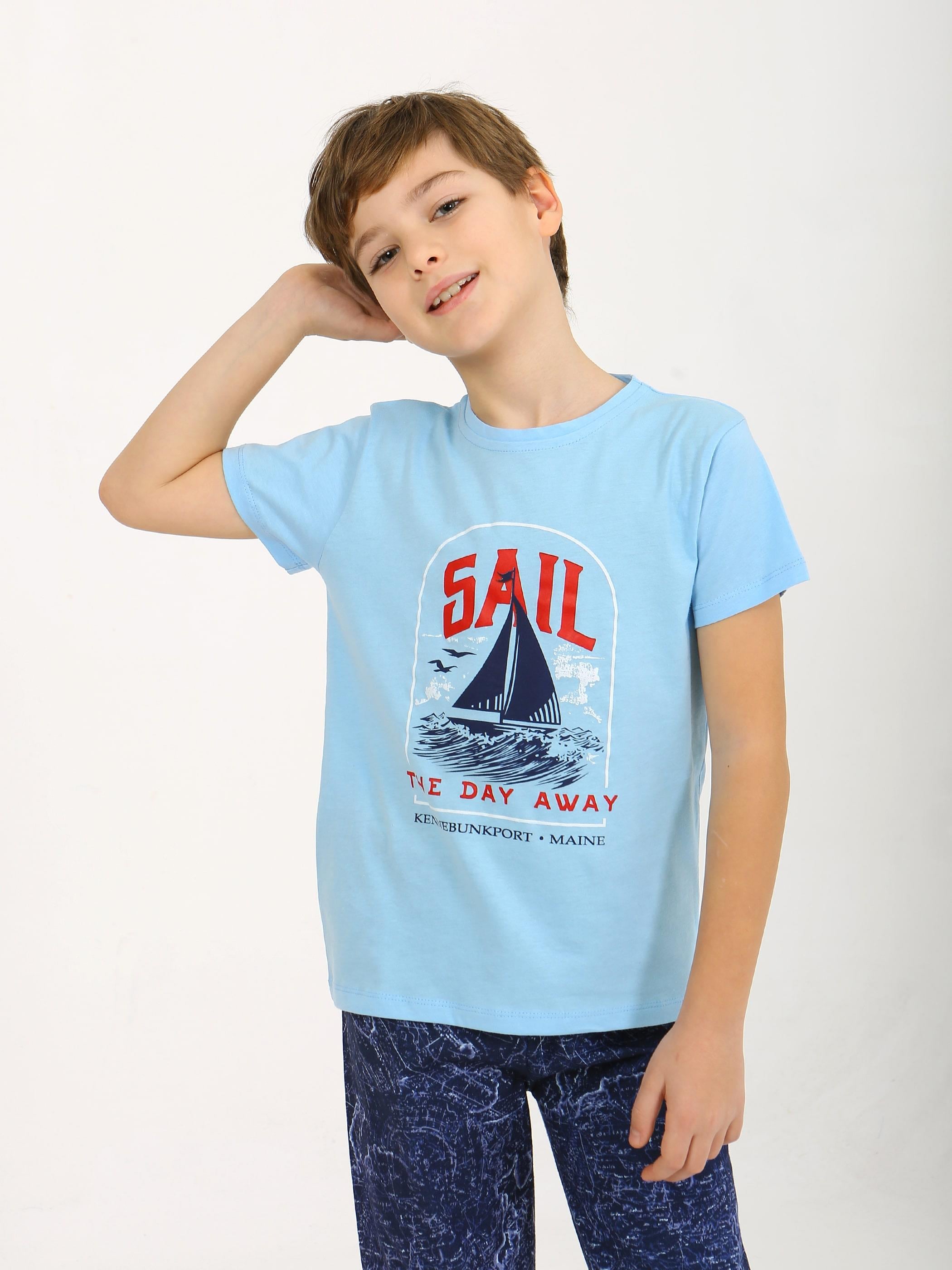 Erkek Çocuk Kısa Kollu %100 Pamuklu Pijama Takımı Sail