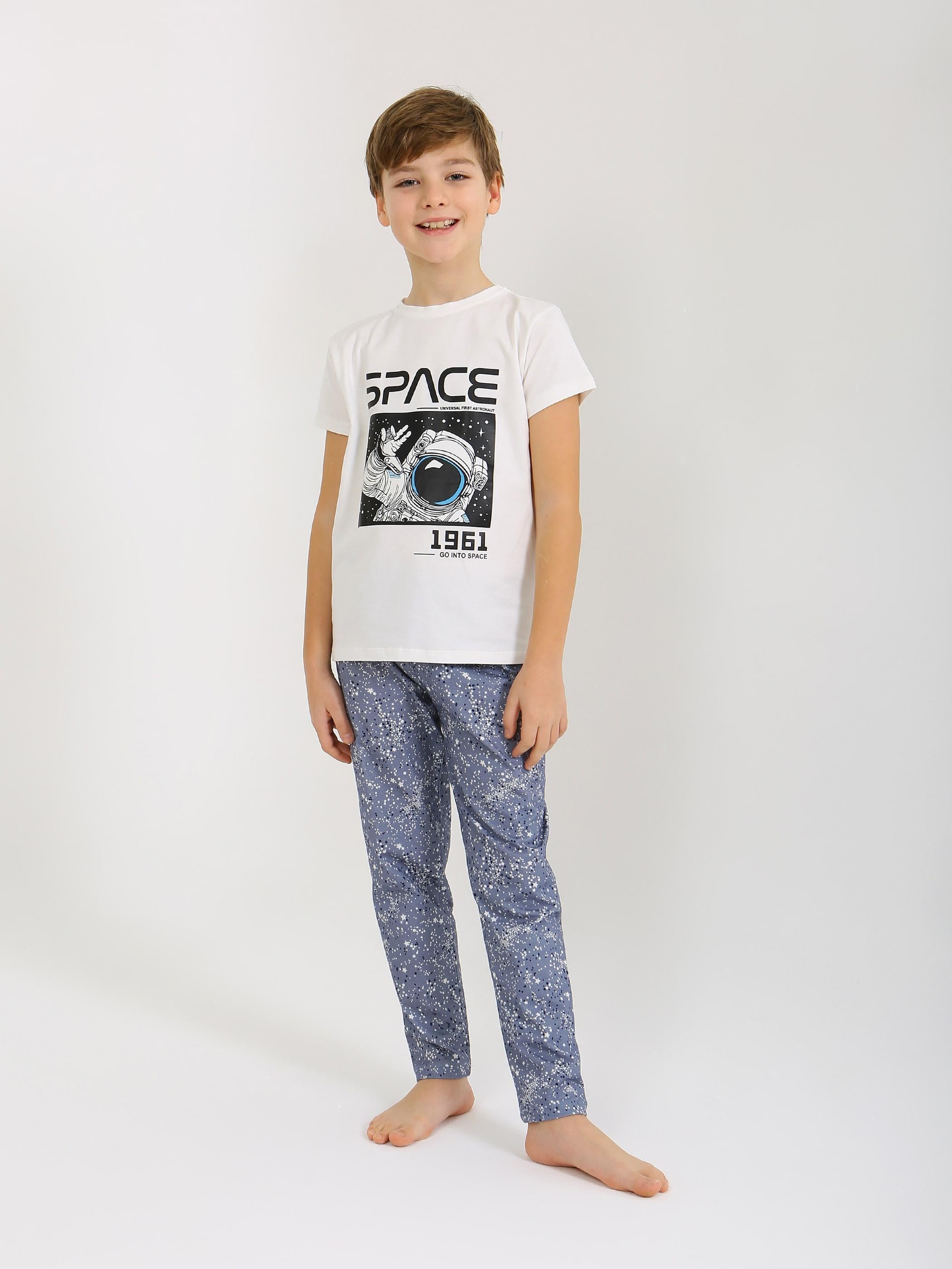 Erkek Çocuk Kısa Kollu %100 Pamuklu Pijama Takımı Go Space